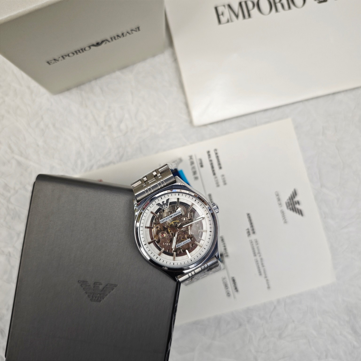 Armani flywheel hollow automatic mechanical watch