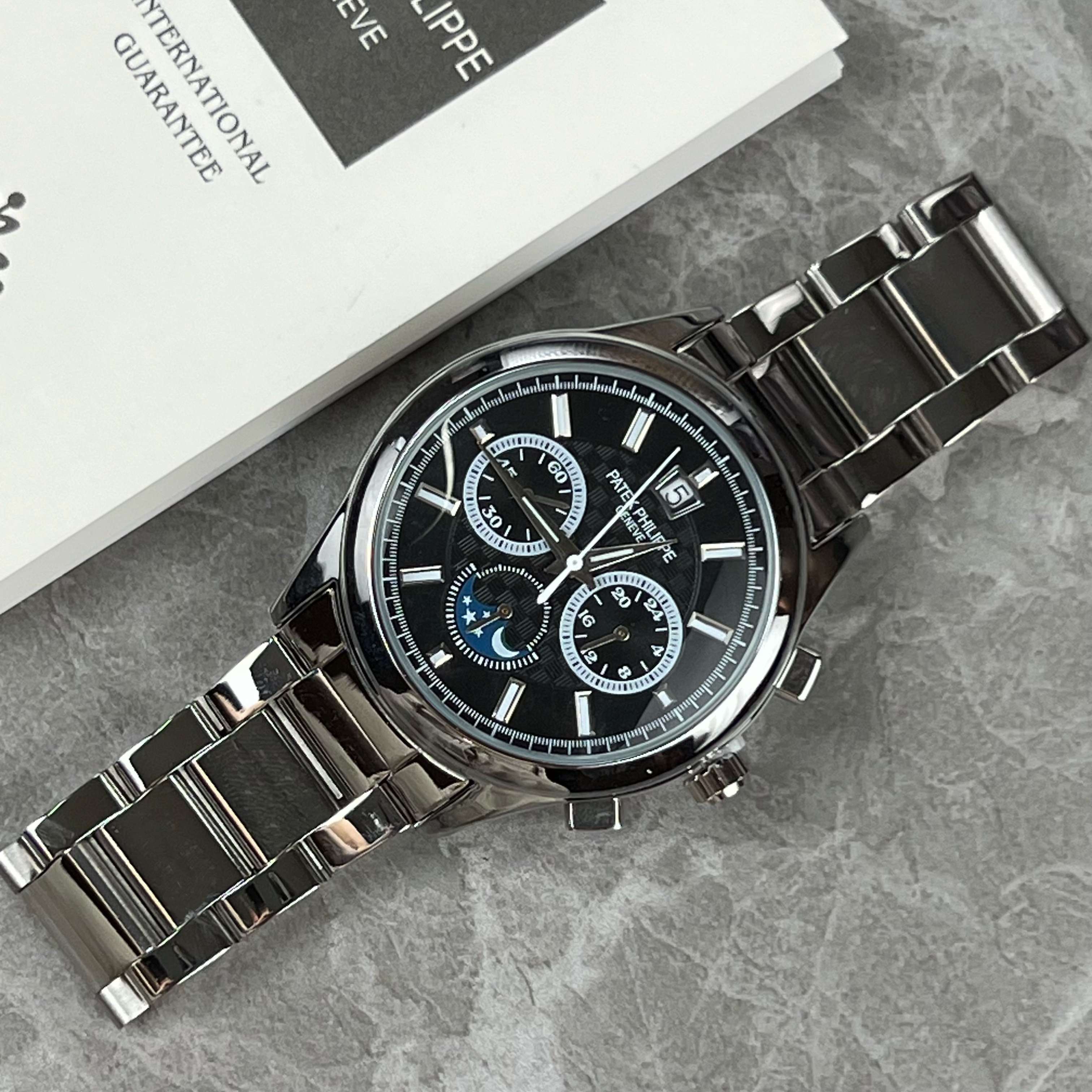 Patek Philippe Luminous Three Eyes Quartz Men's Watch