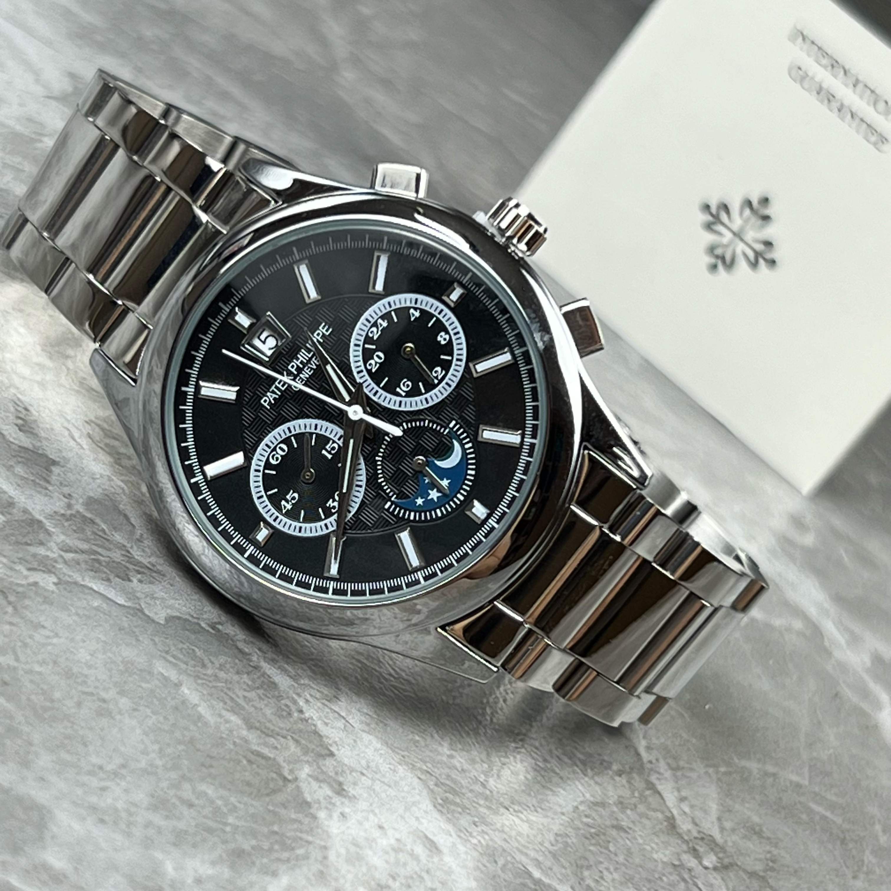 Patek Philippe Luminous Three Eyes Quartz Men's Watch