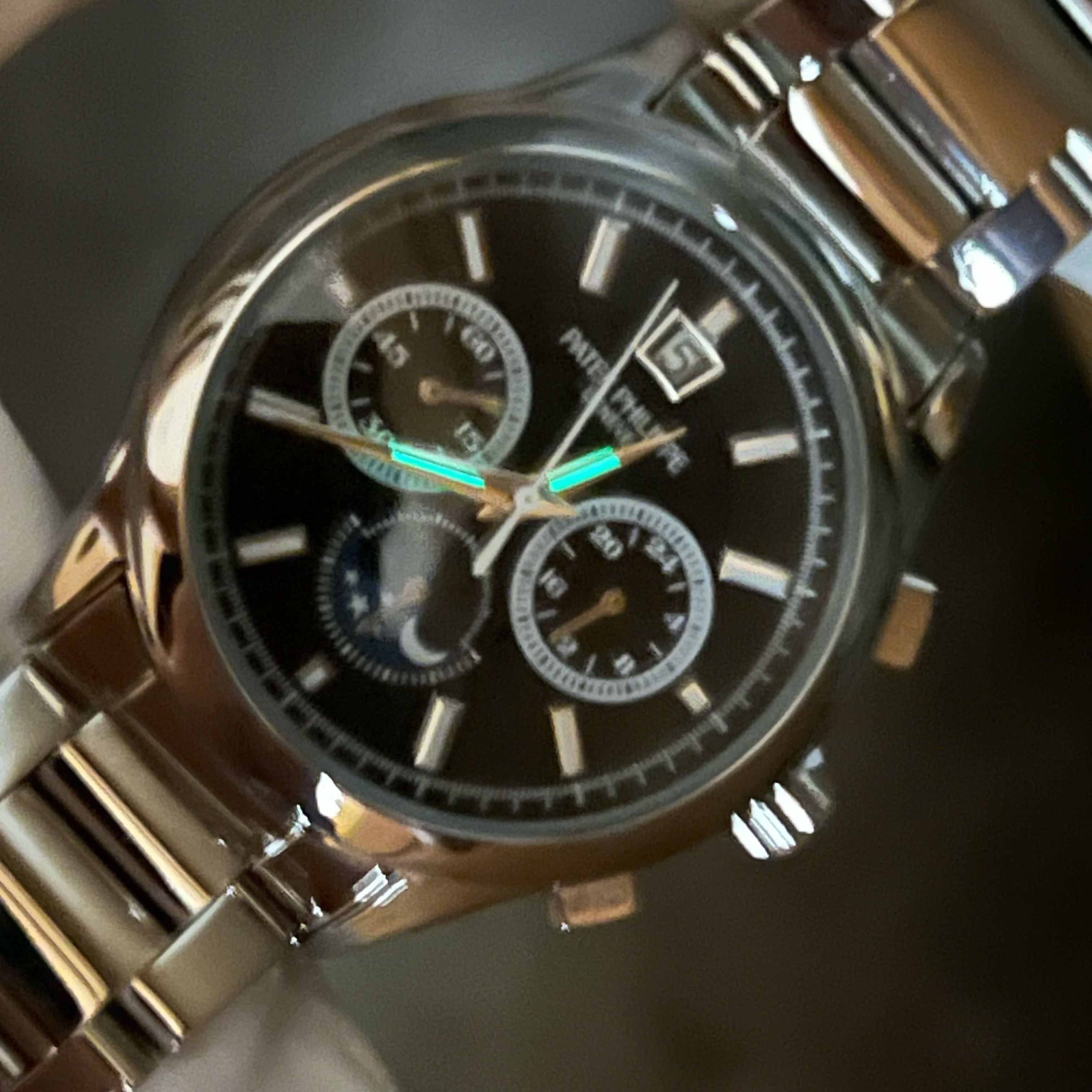 Patek Philippe Luminous Three Eyes Quartz Men's Watch