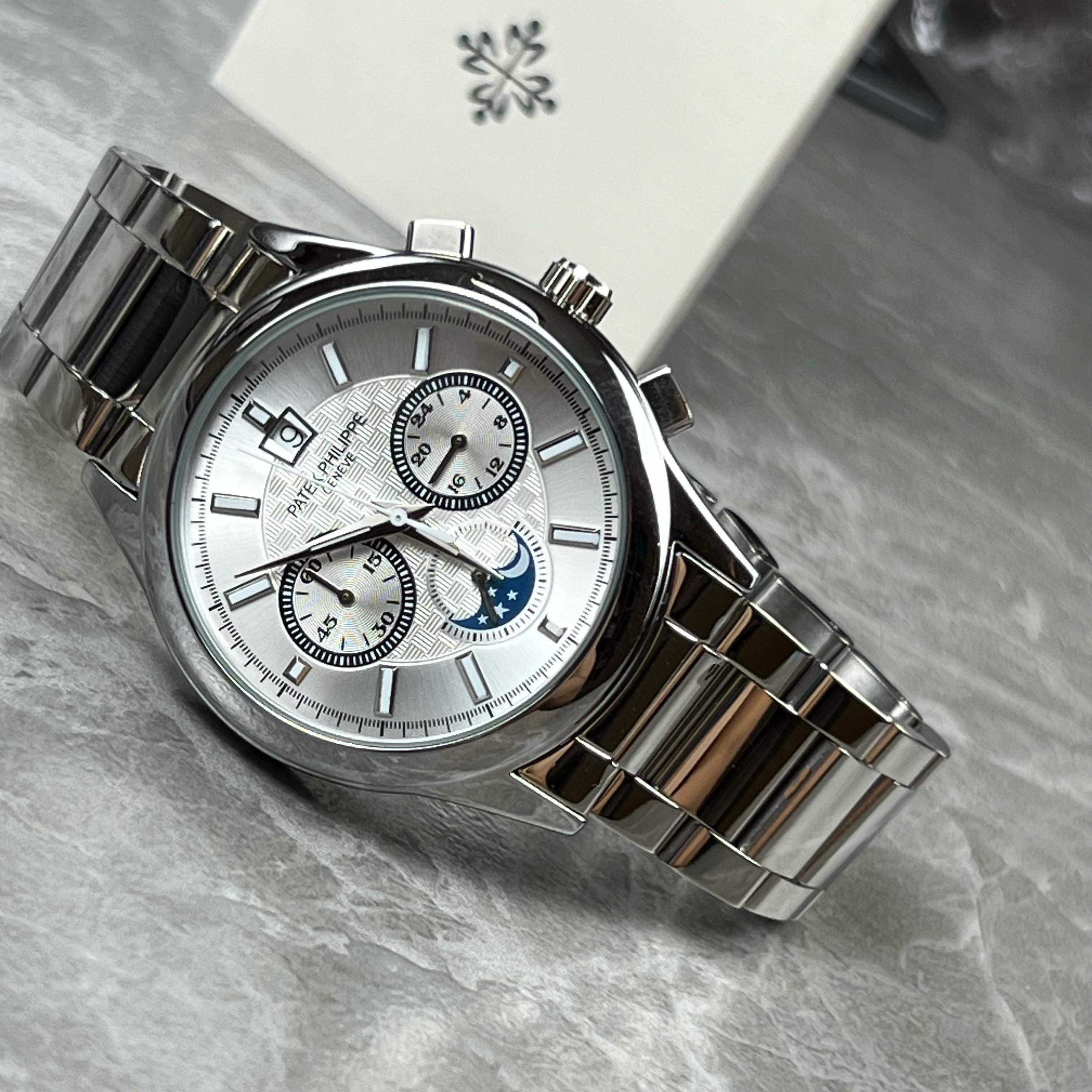 Patek Philippe Luminous Three Eyes Quartz Men's Watch