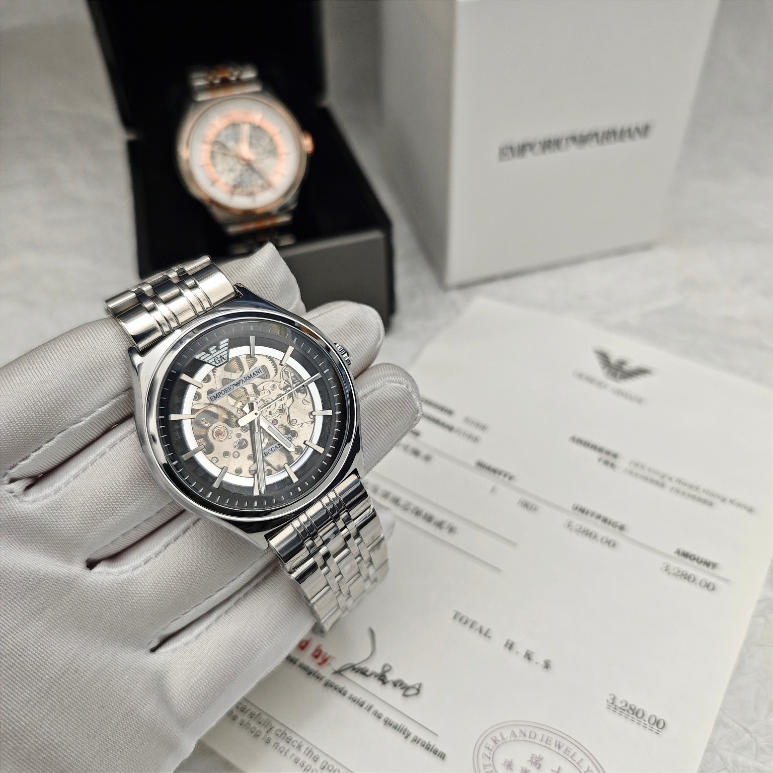 Armani flywheel hollow automatic mechanical watch