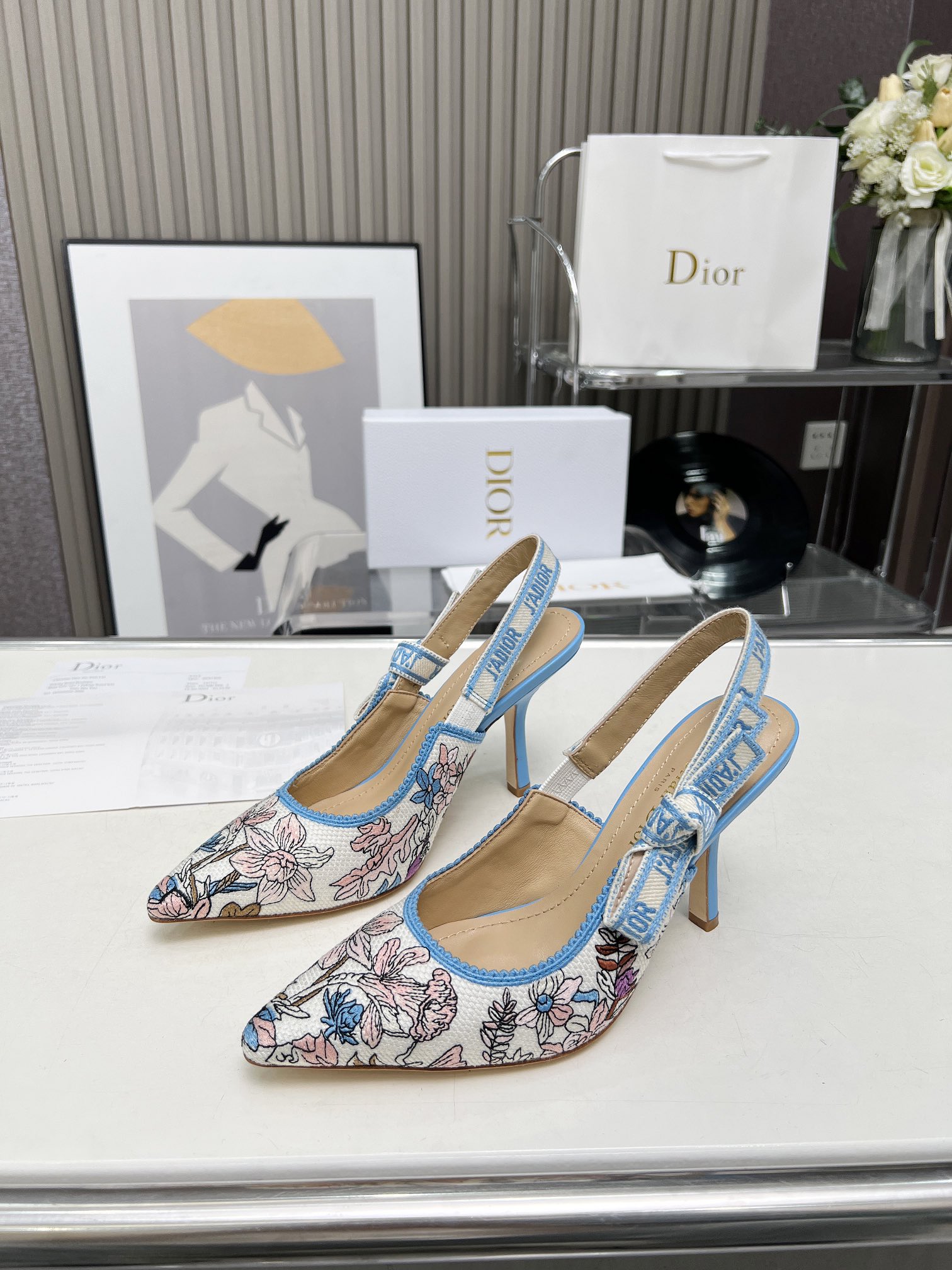 Dior embroidered high heels