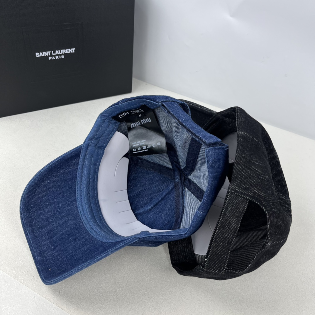 Miumiu washed denim baseball cap