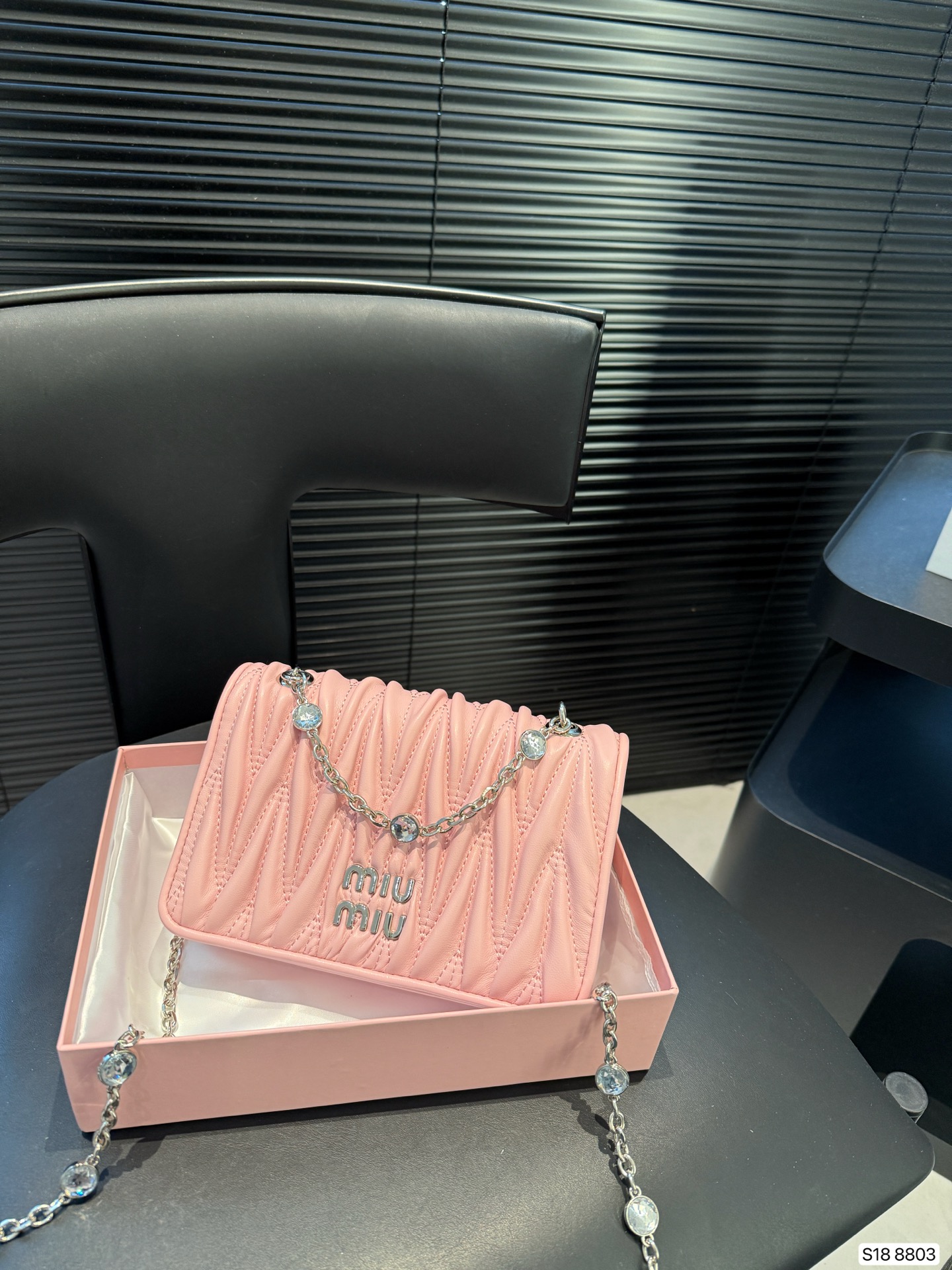 MIUMIU gem pleated chain bag