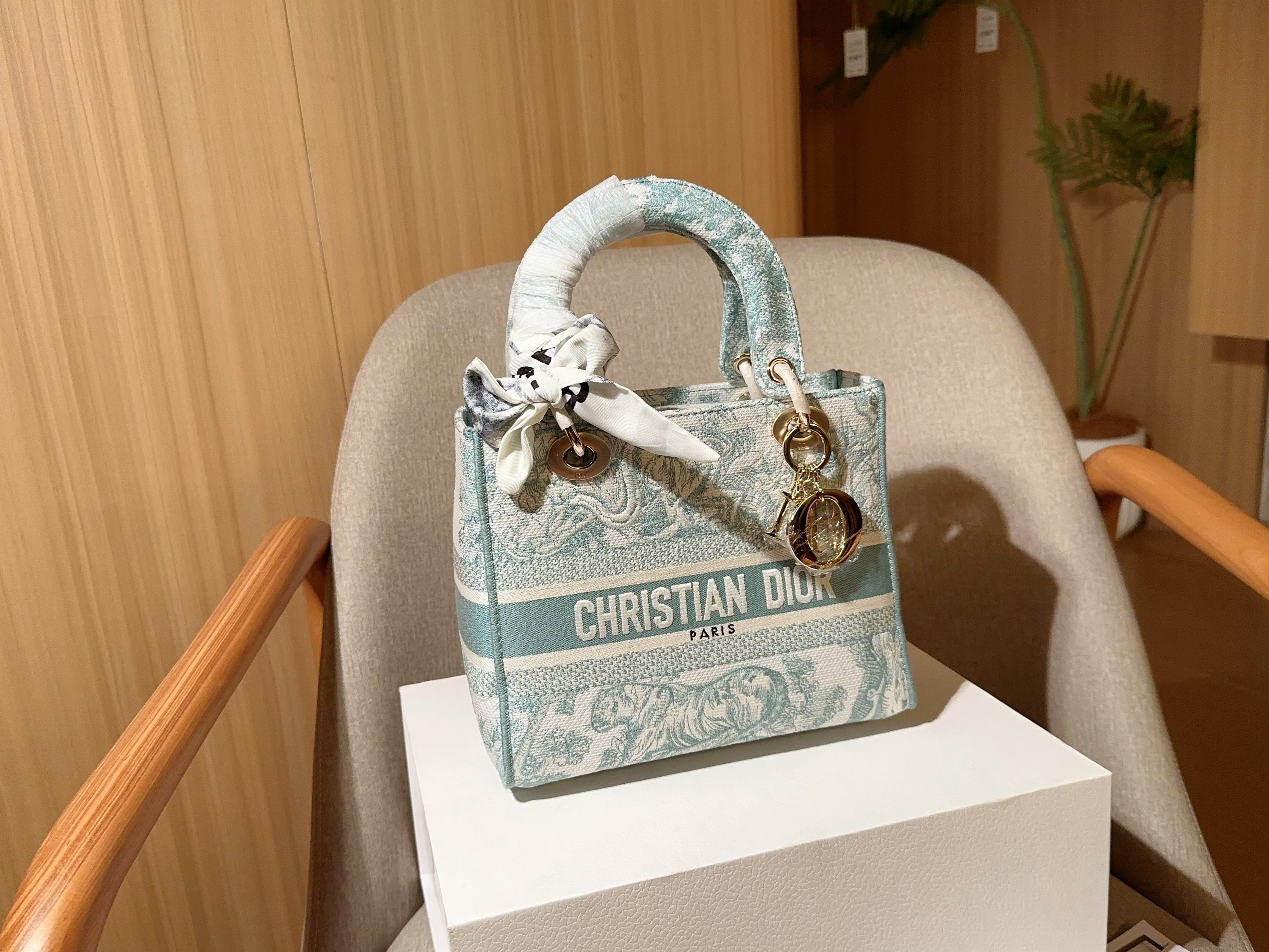 Dior embroidered print bag