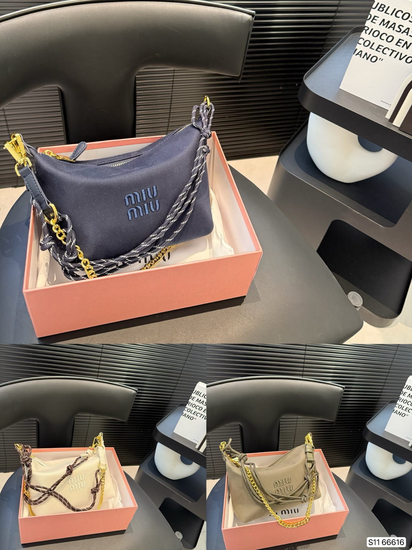 MiuMiu new lunch box bag New style for early spring, casual and versatile Canvas fashionable armpit bag