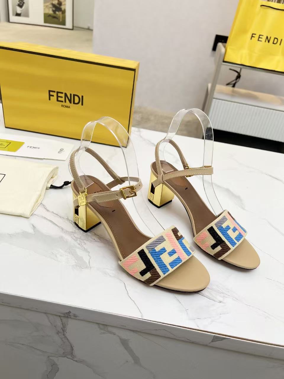 Fendi colorful letter high heels