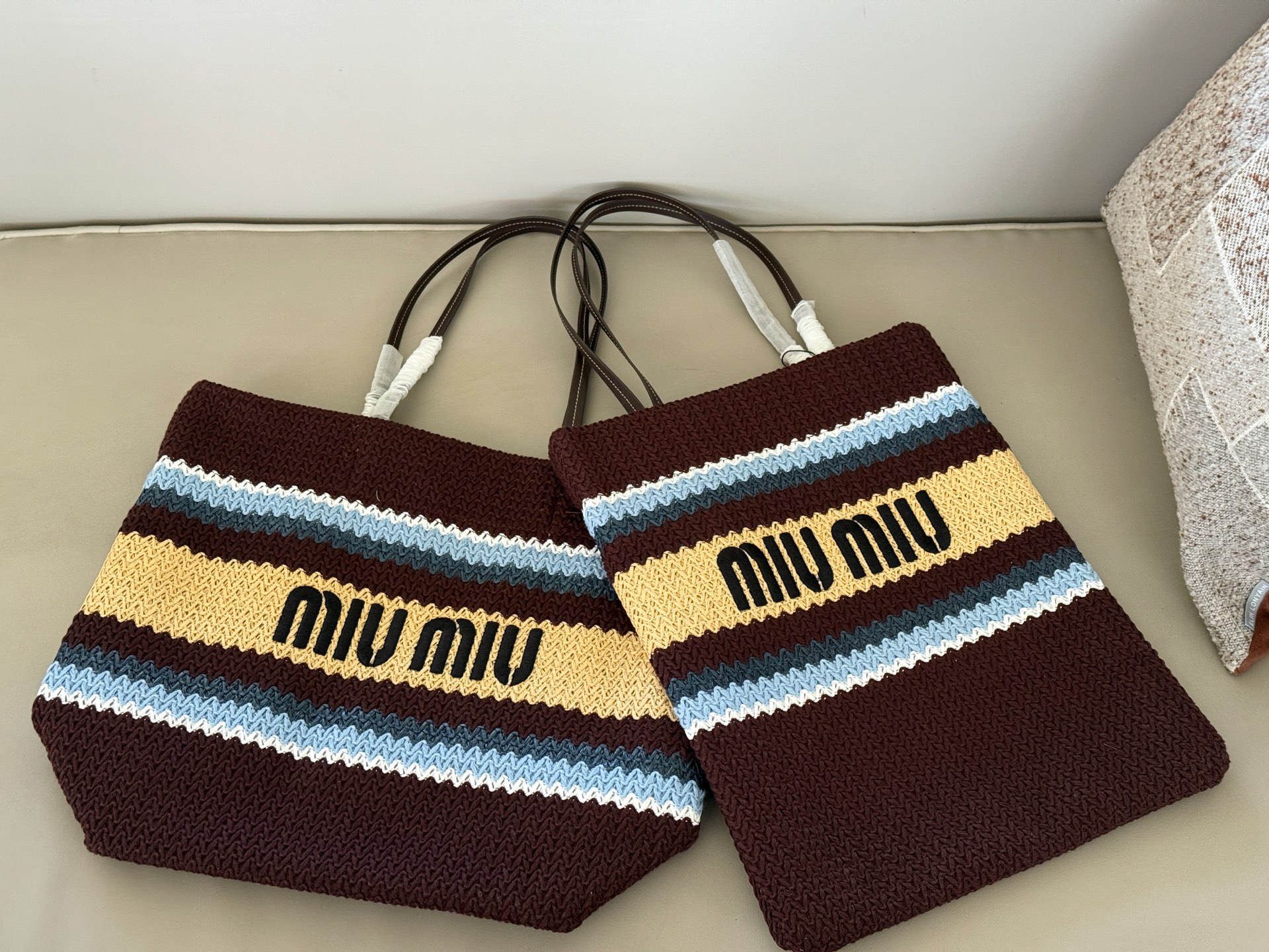 MiuMiu patchwork woven tote bag