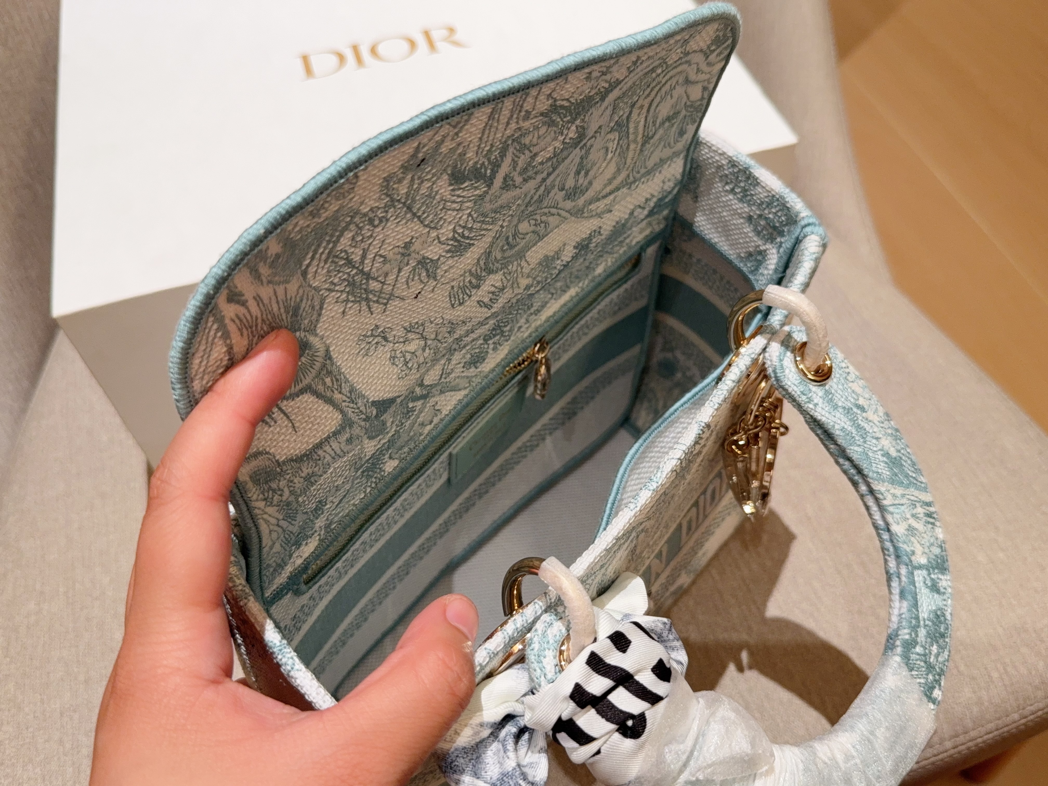Dior embroidered print bag