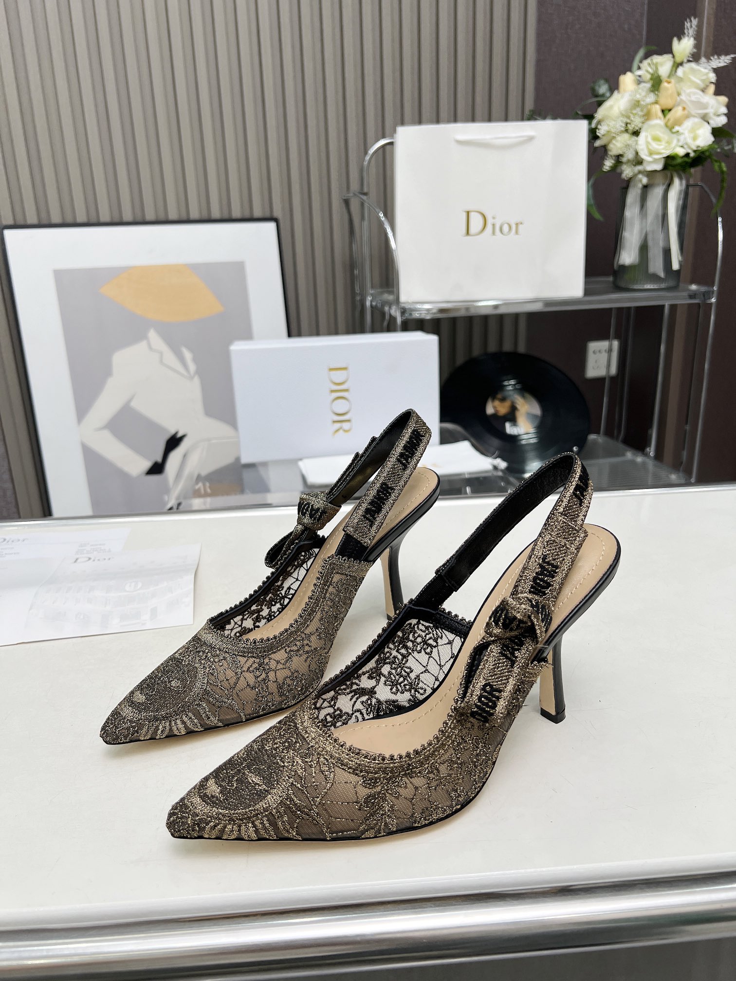 Dior embroidered high heels