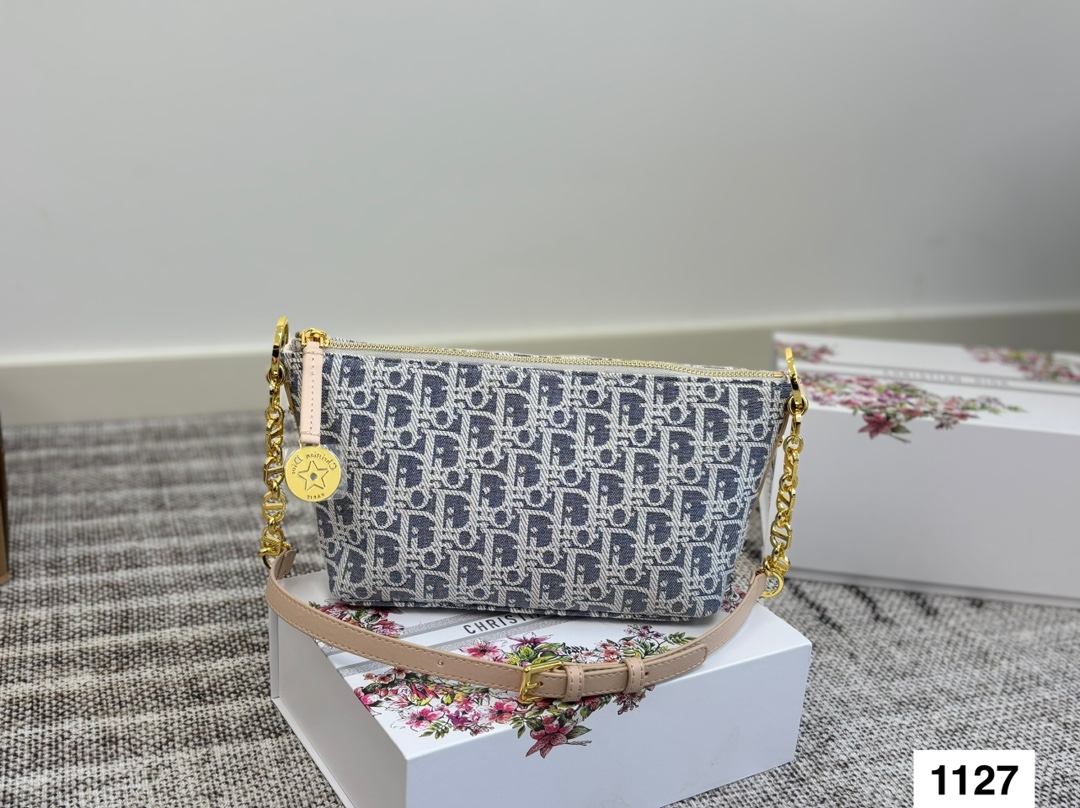 DIOR light blue monogram underarm bag