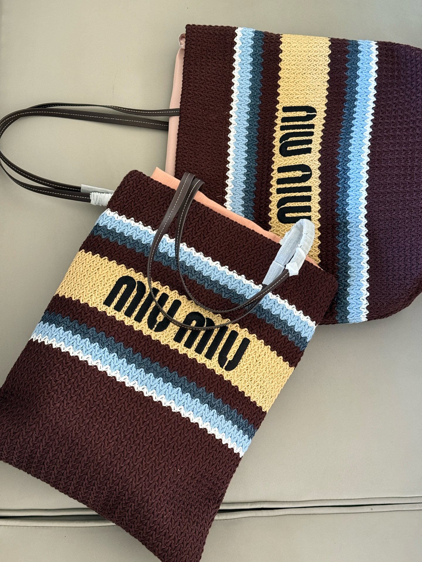 MiuMiu patchwork woven tote bag