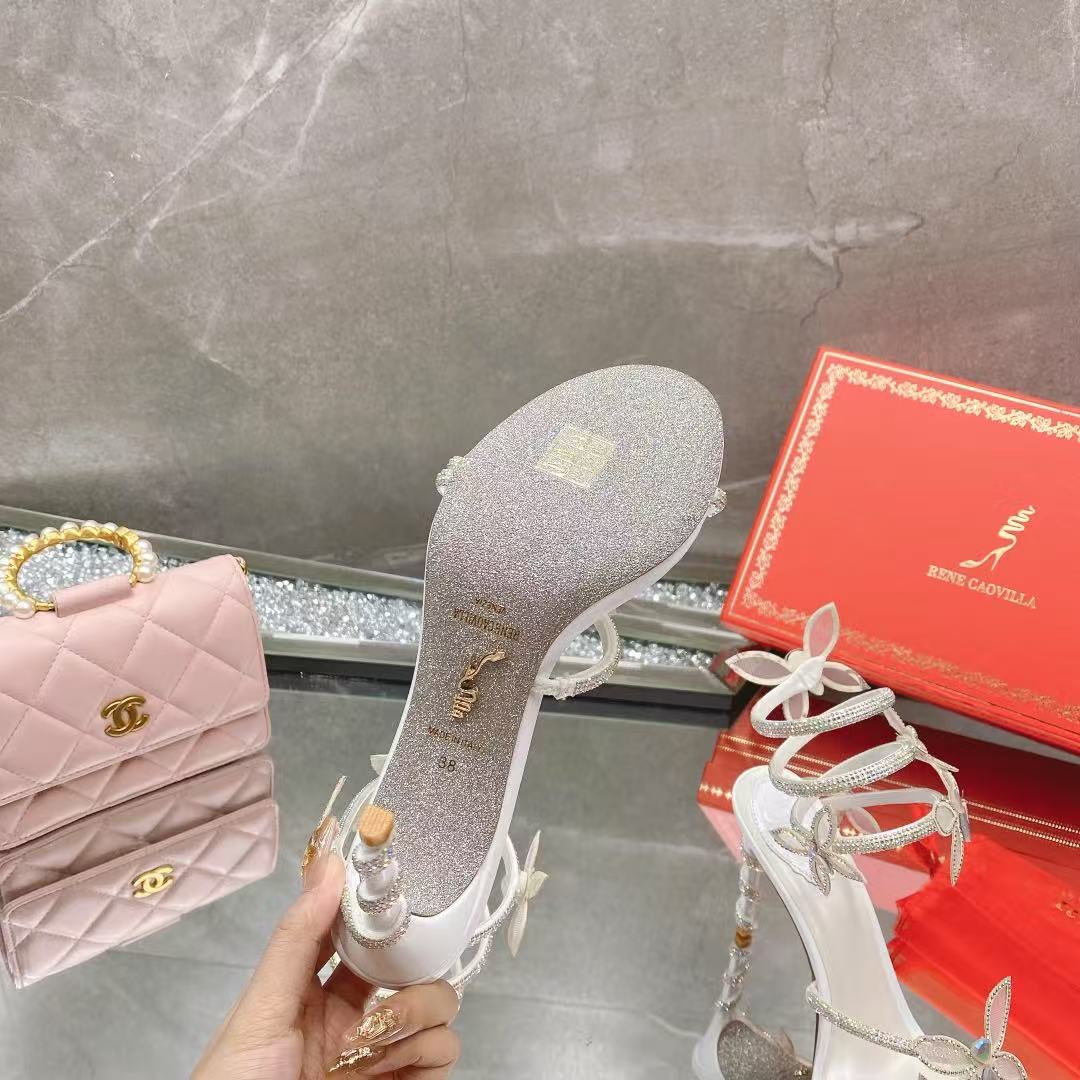 RENE CAOVILLA Butterfly Snake-shaped strappy crystal women's sandals