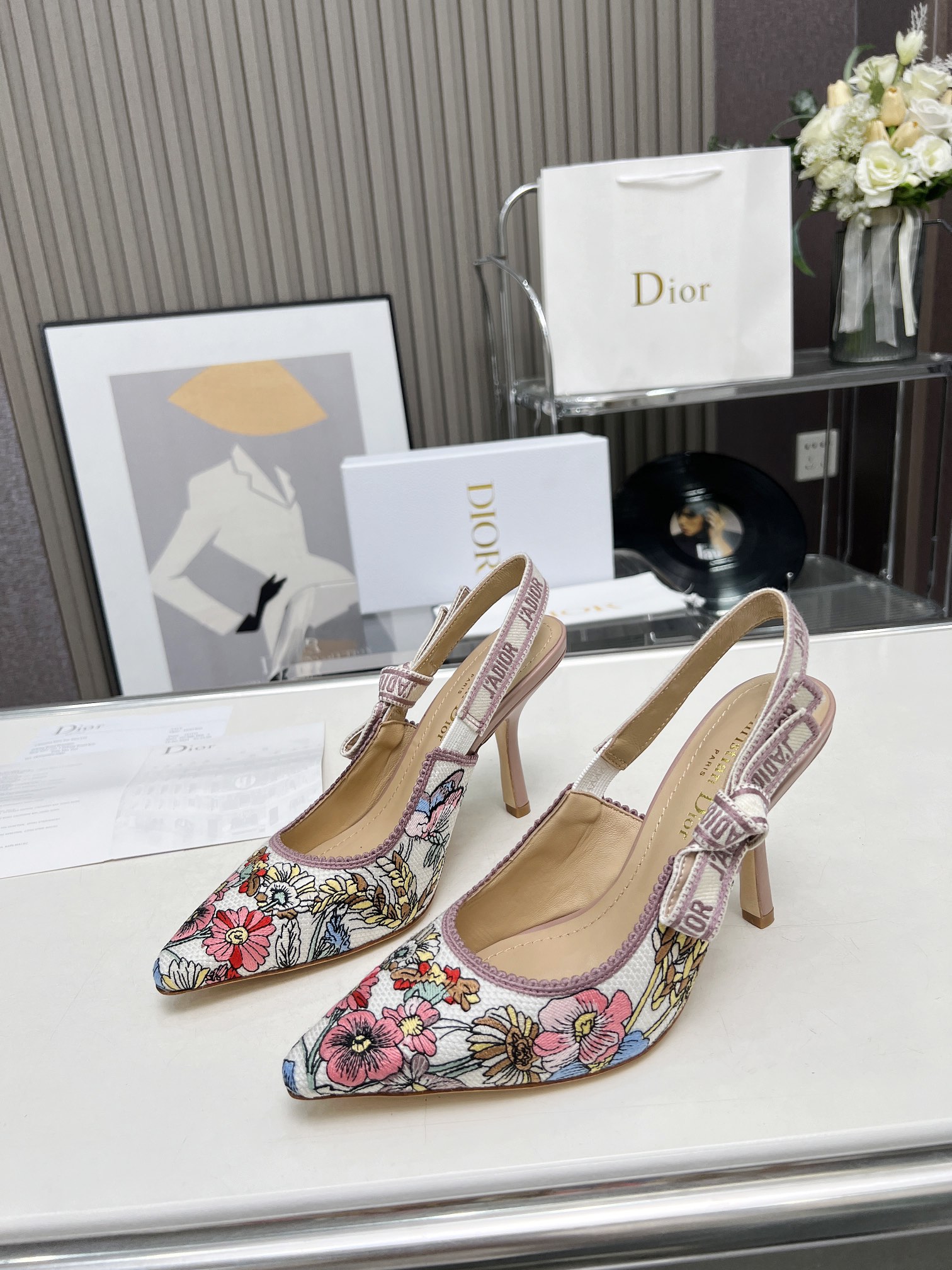 Dior embroidered high heels