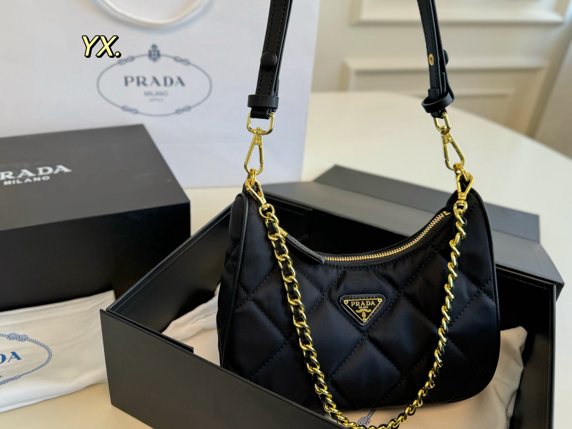 PRADA rhombus chain shoulder bag