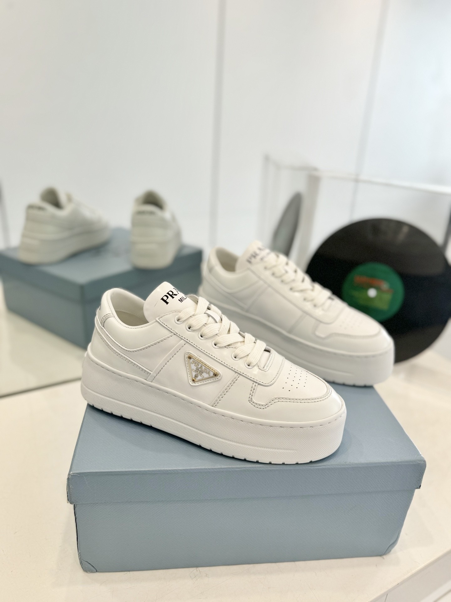 Prada platform shoes full grain cow leather