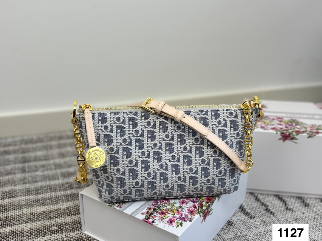 DIOR light blue monogram underarm bag