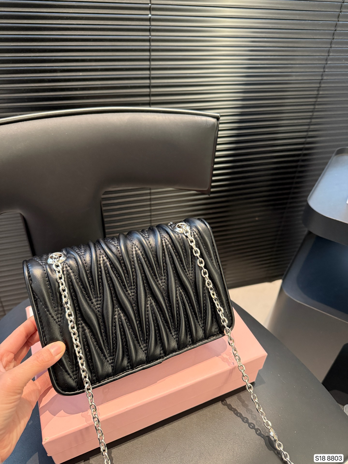 MIUMIU gem pleated chain bag