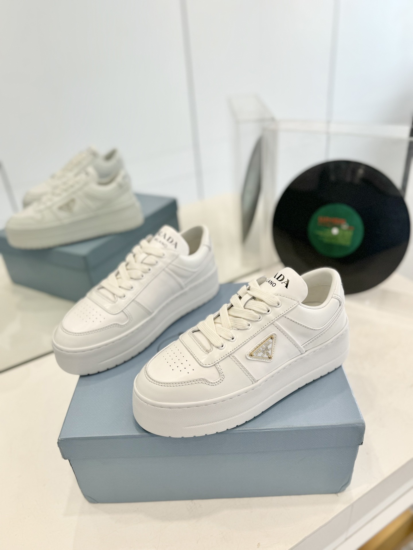 Prada platform shoes full grain cow leather