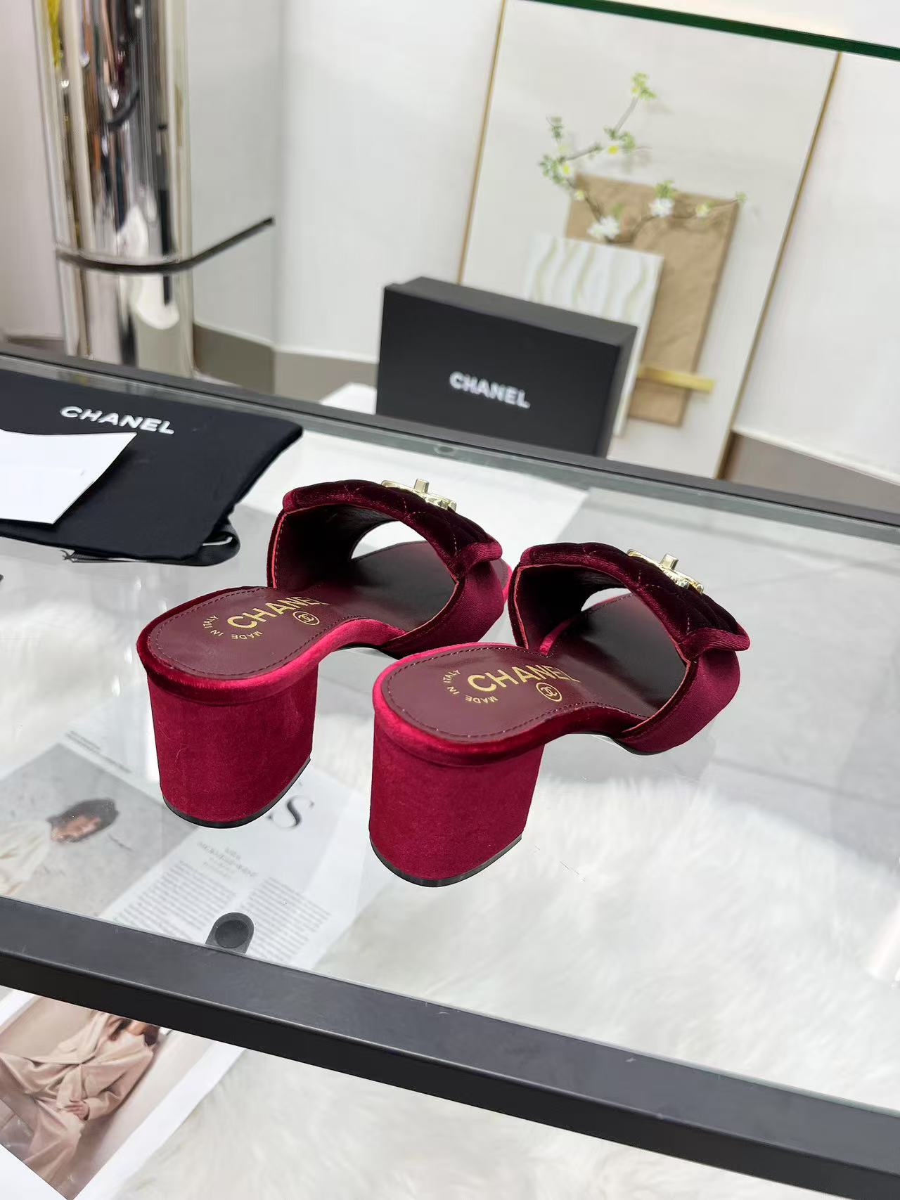 Chanel velvet high heels