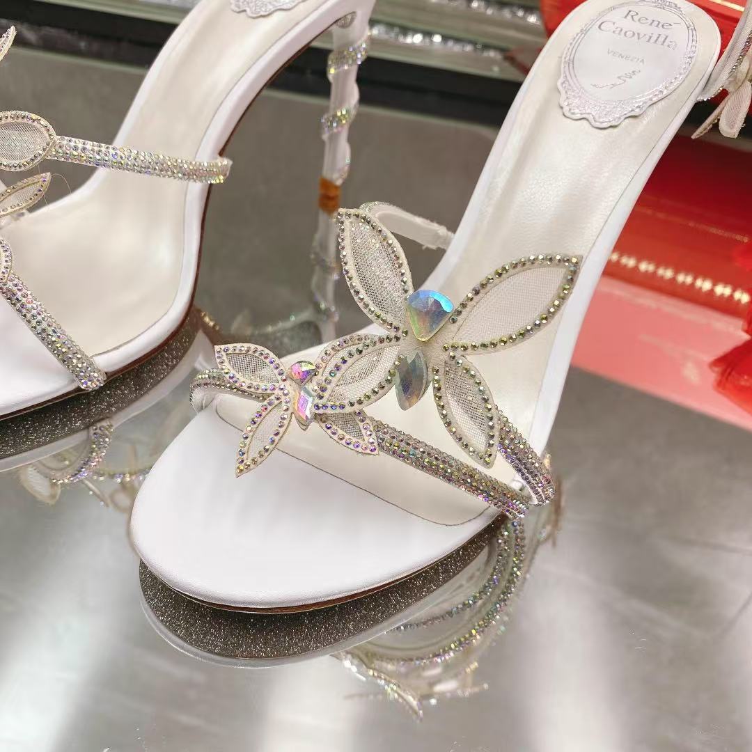 RENE CAOVILLA Butterfly Snake-shaped strappy crystal women's sandals