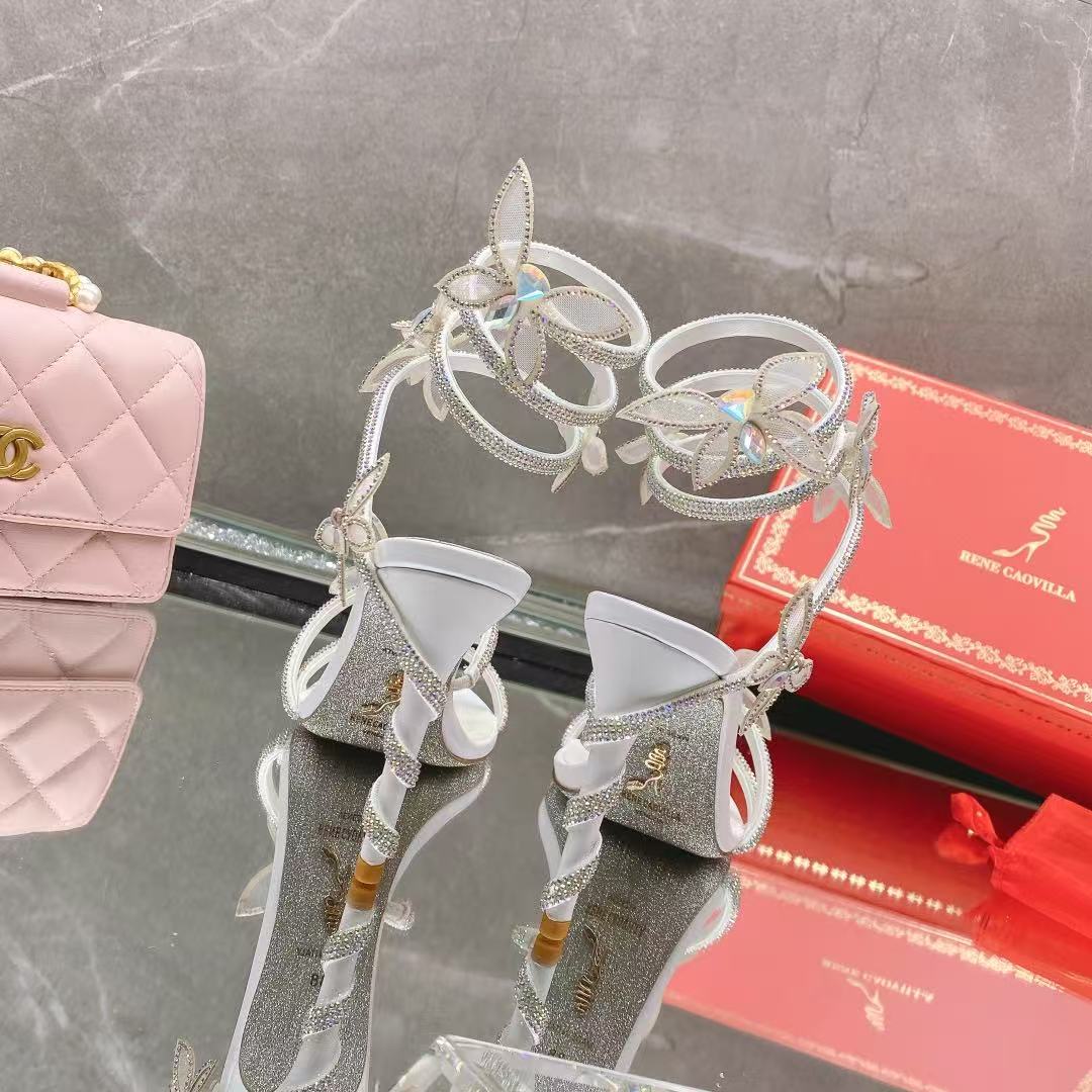 RENE CAOVILLA Butterfly Snake-shaped strappy crystal women's sandals