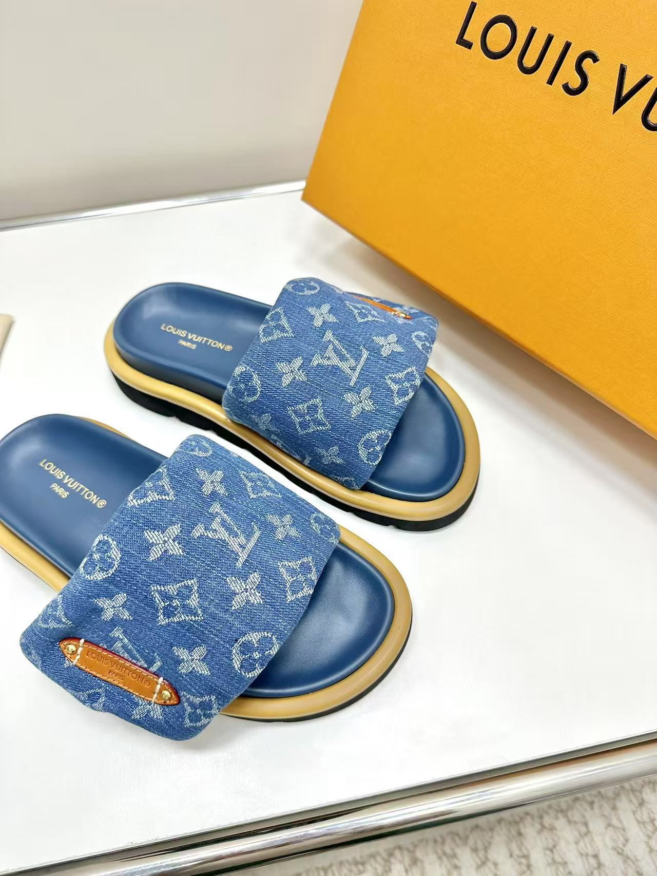 LV denim sponge slippers