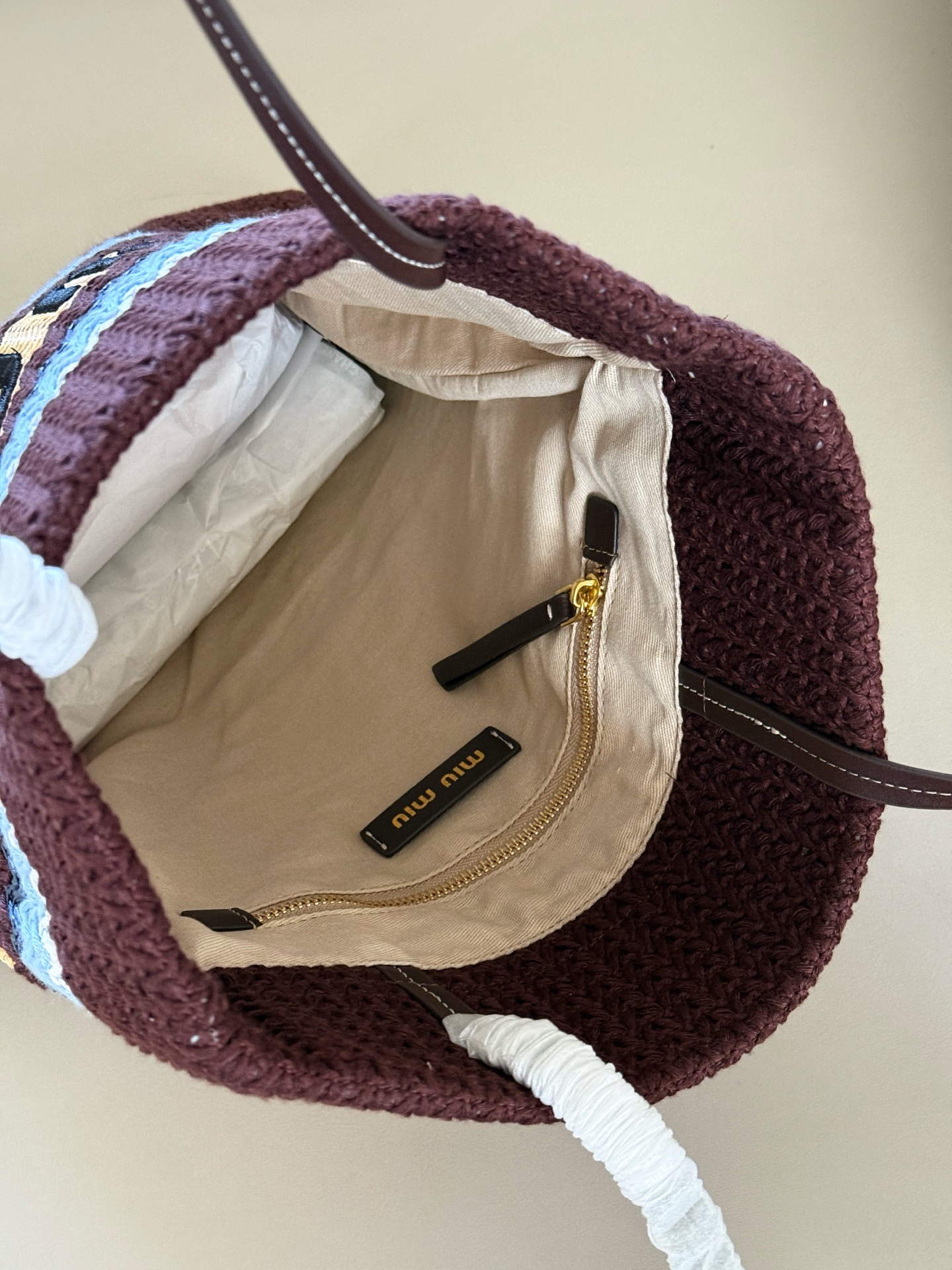 MiuMiu patchwork woven tote bag