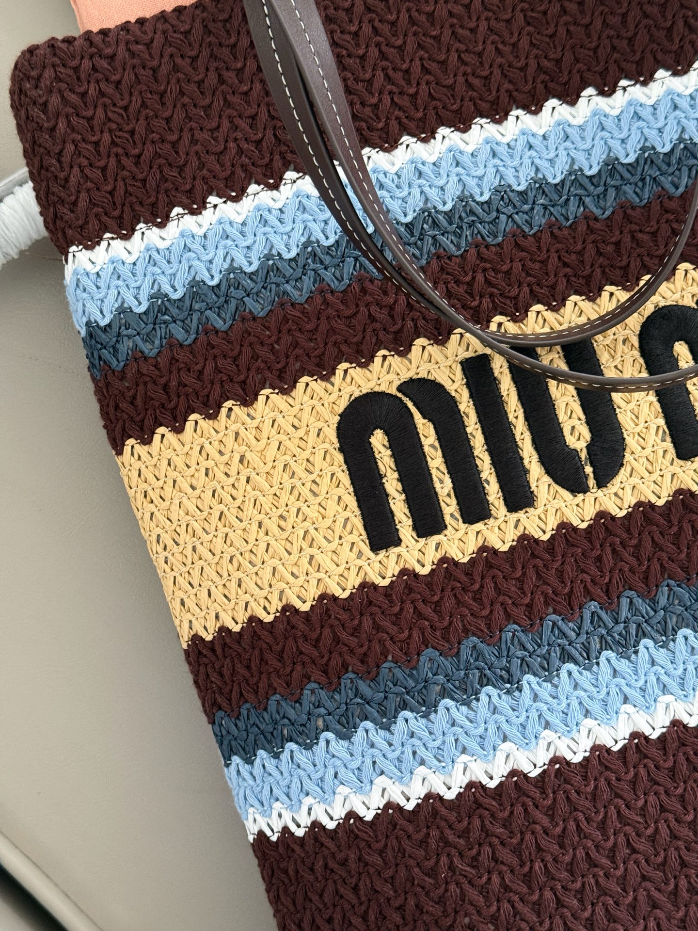 MiuMiu patchwork woven tote bag
