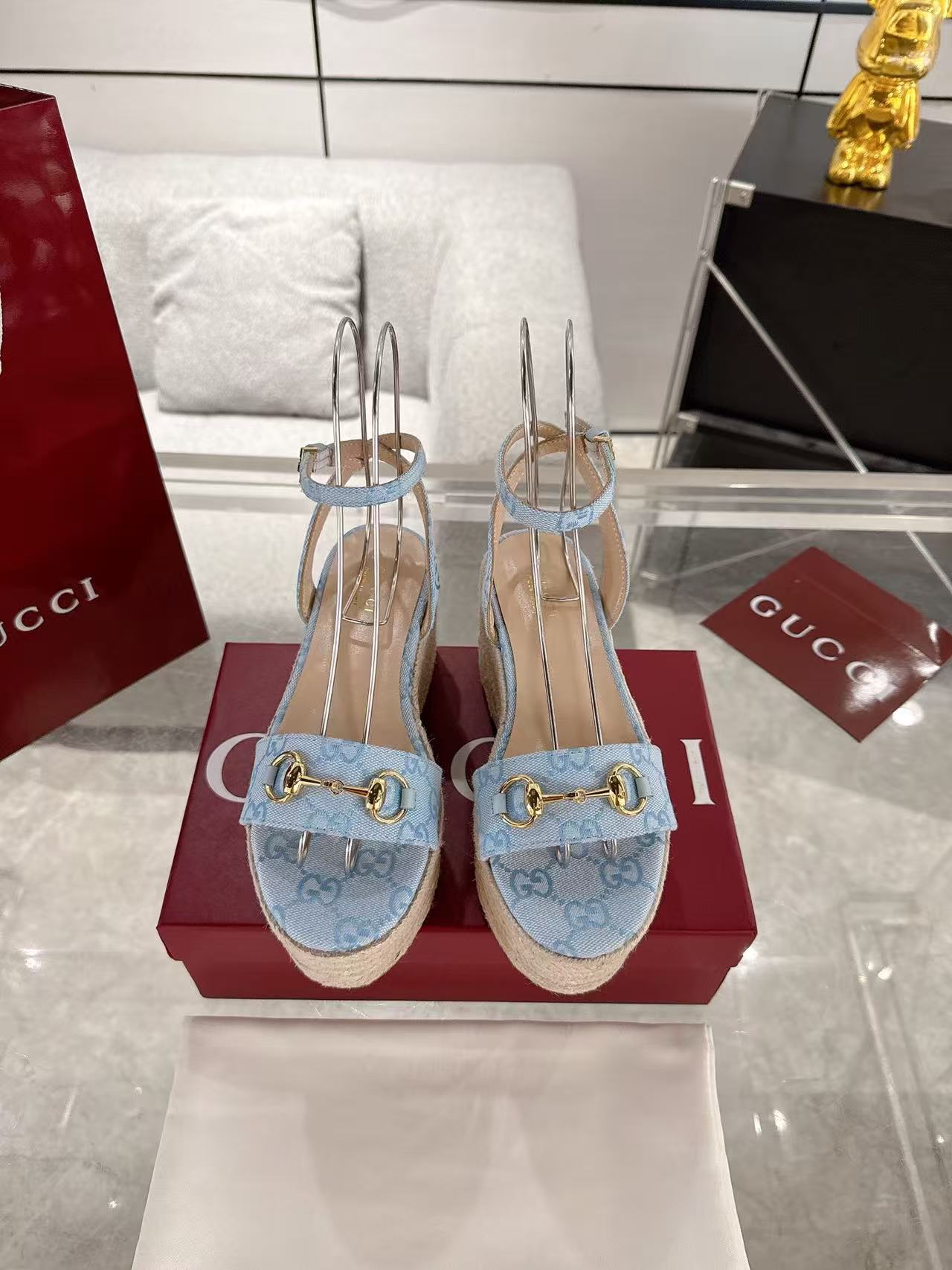 Gucci horse buckle high heels