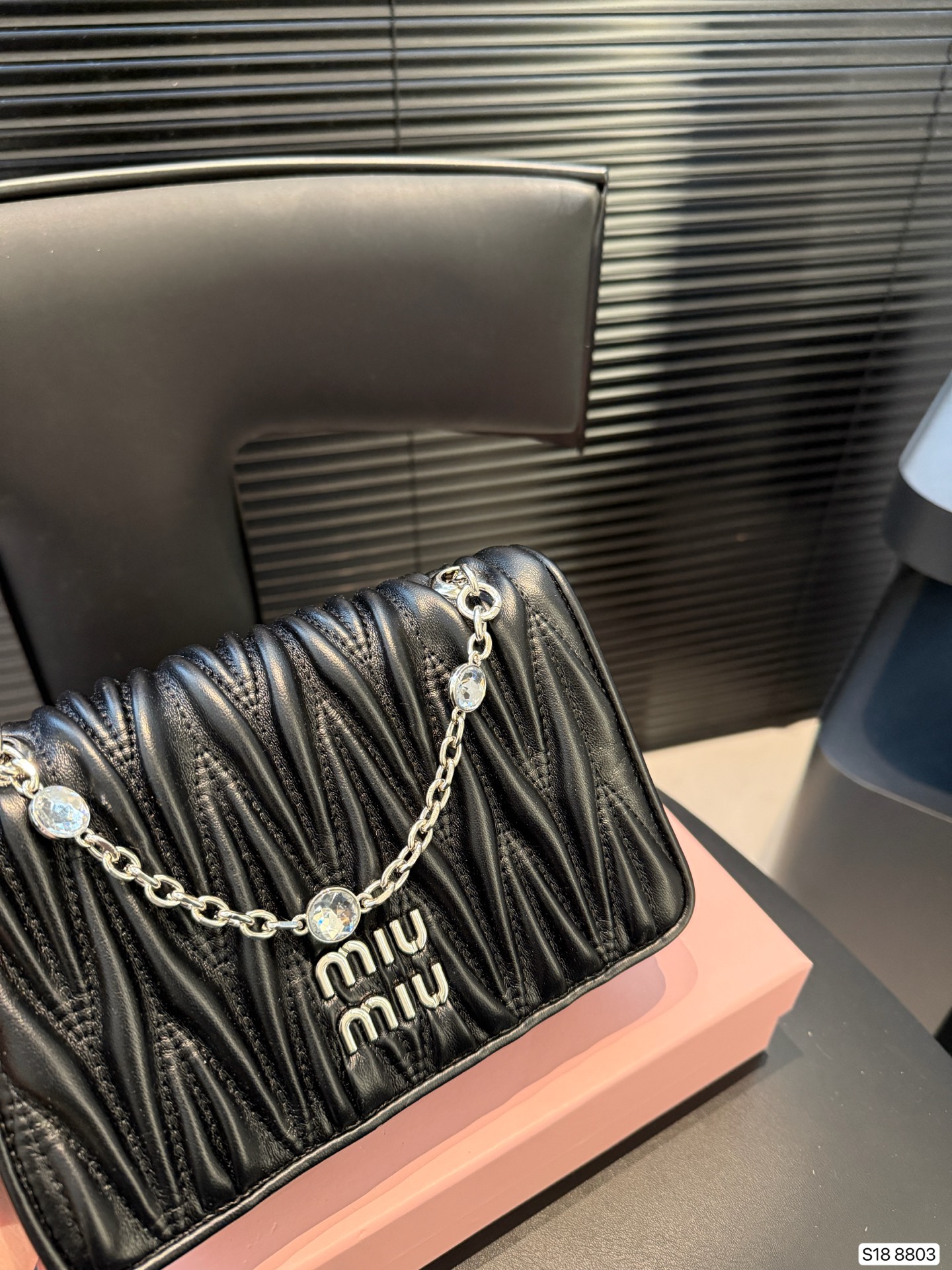 MIUMIU gem pleated chain bag