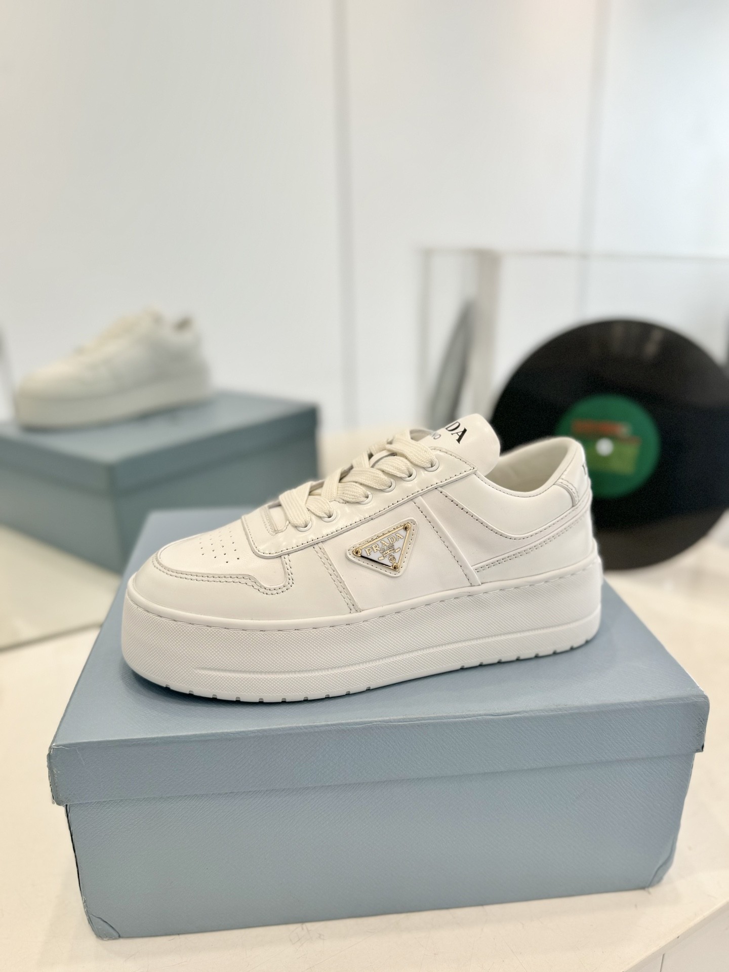 Prada platform shoes full grain cow leather