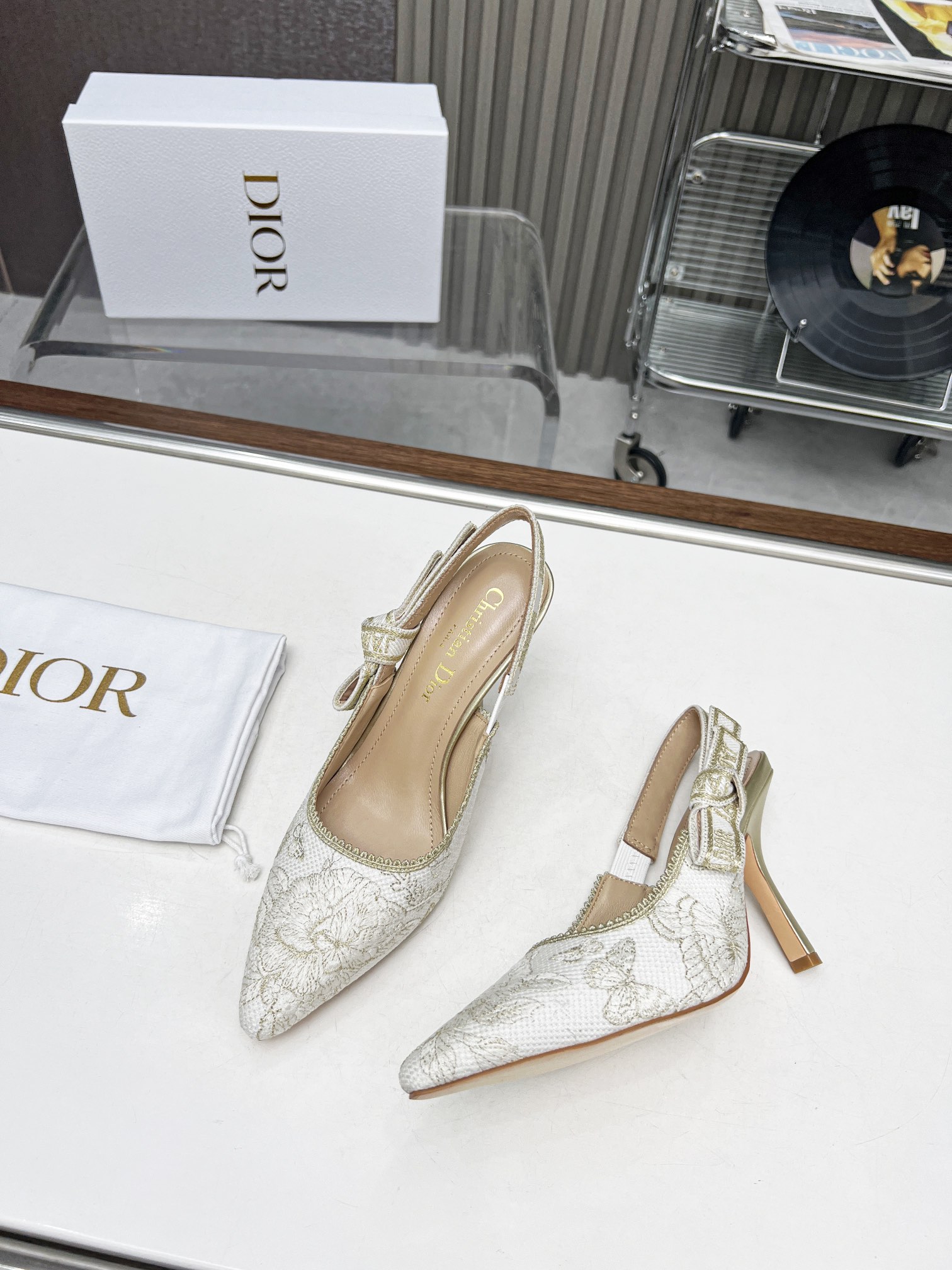 Dior embroidered high heels