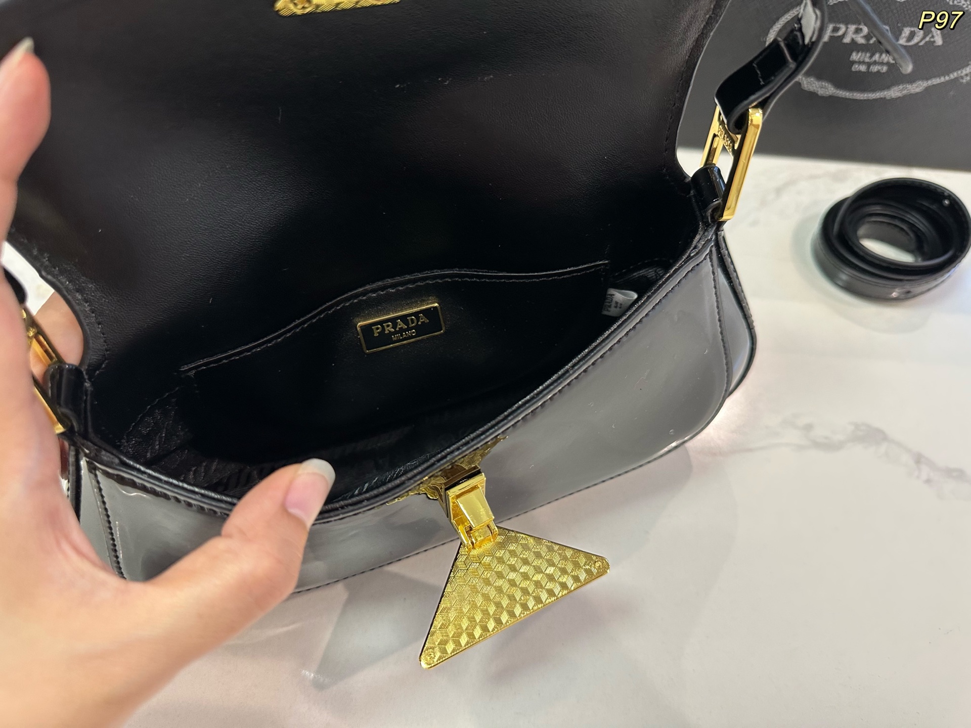 PRADA patent leather underarm bag