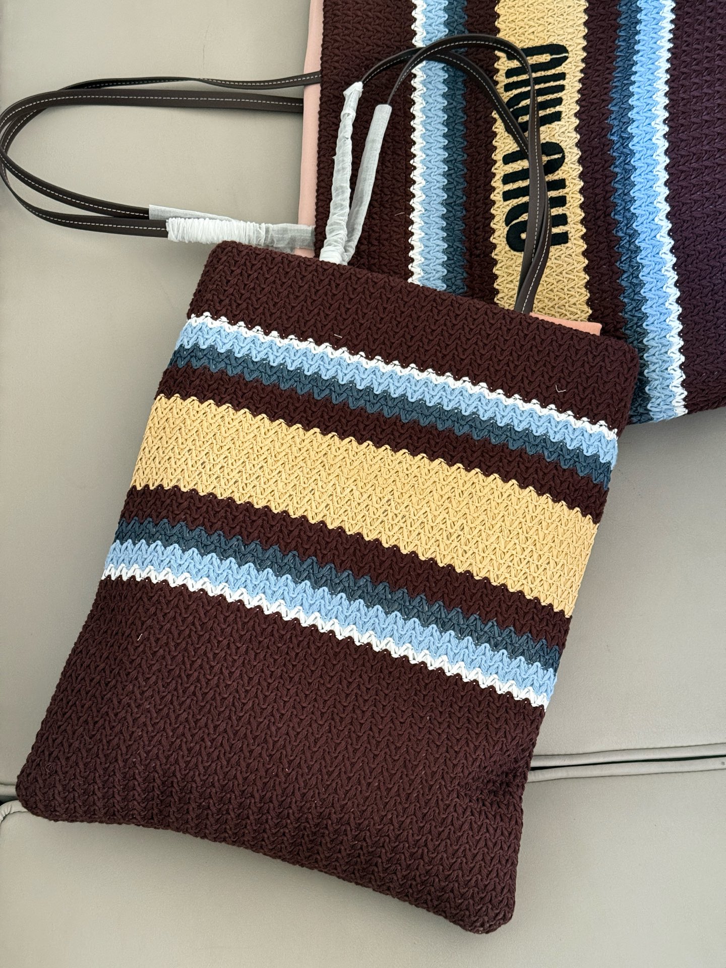 MiuMiu patchwork woven tote bag