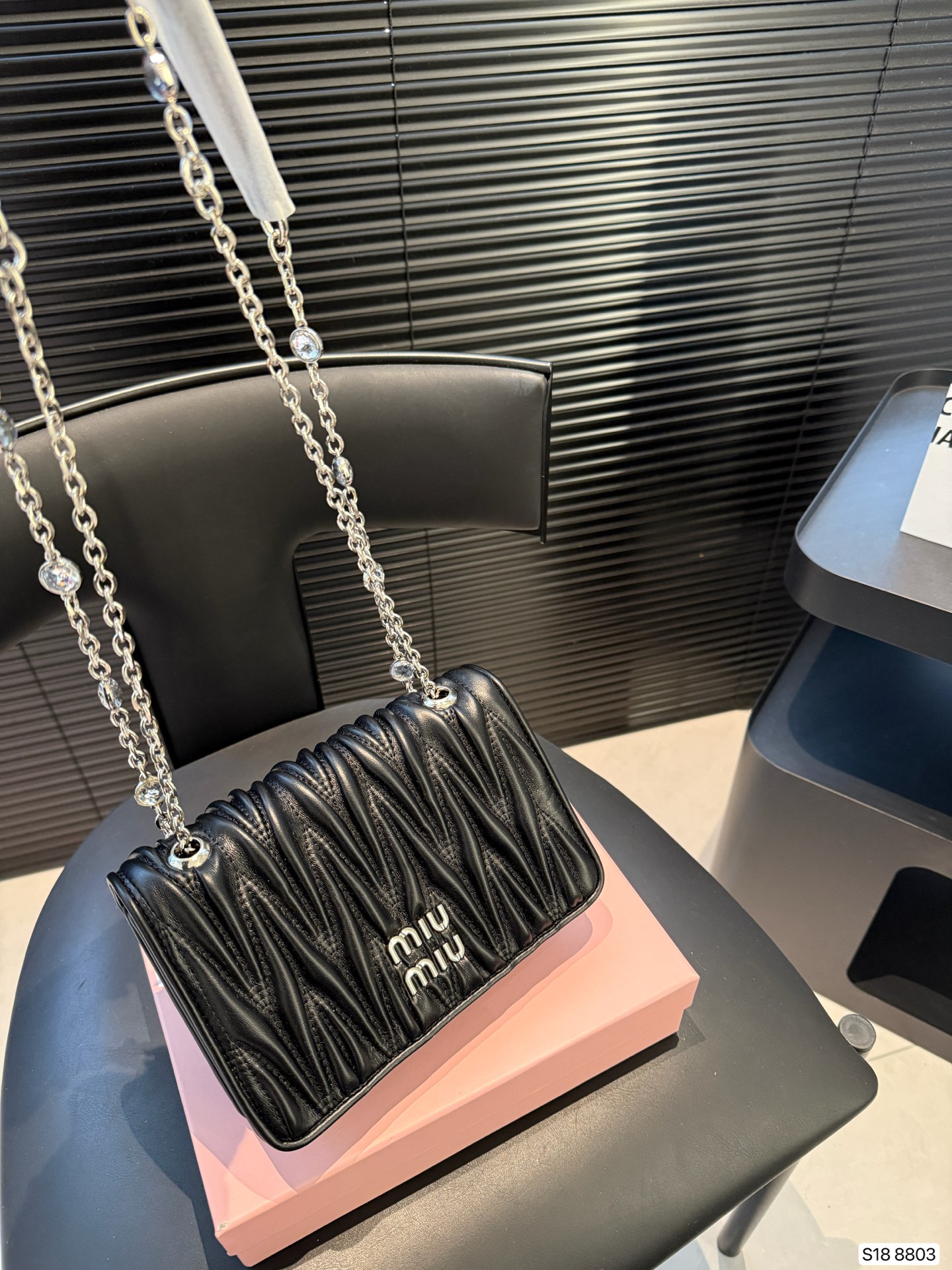 MIUMIU gem pleated chain bag