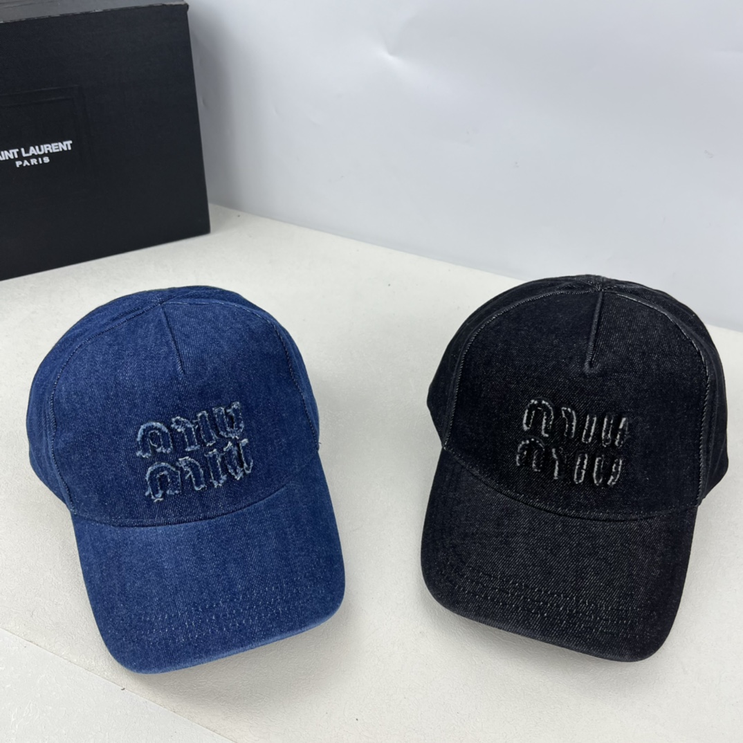 Miumiu washed denim baseball cap