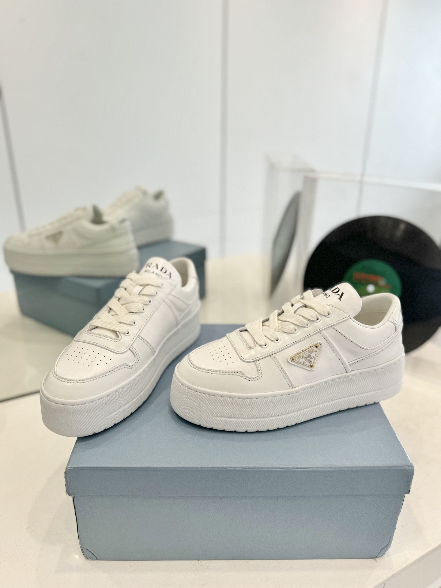 Prada platform shoes full grain cow leather