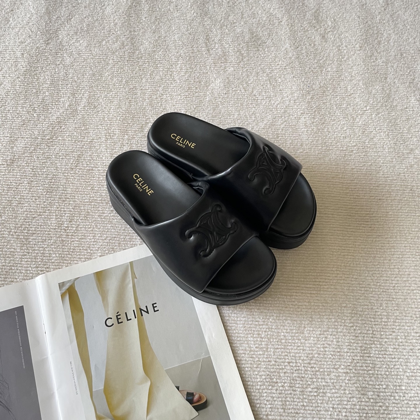 Celine Arc de Triomphe platform slides