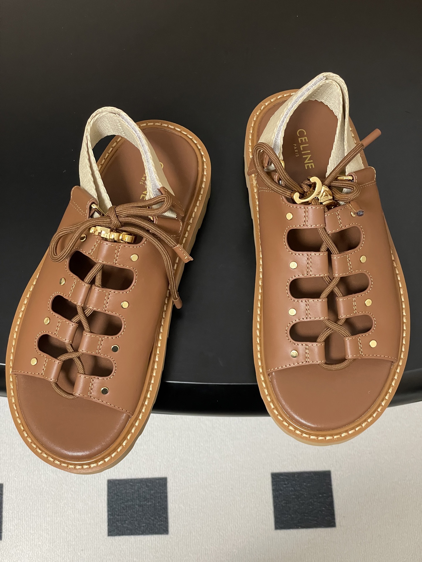 Celine thick-soled fashionable strappy Roman sandals