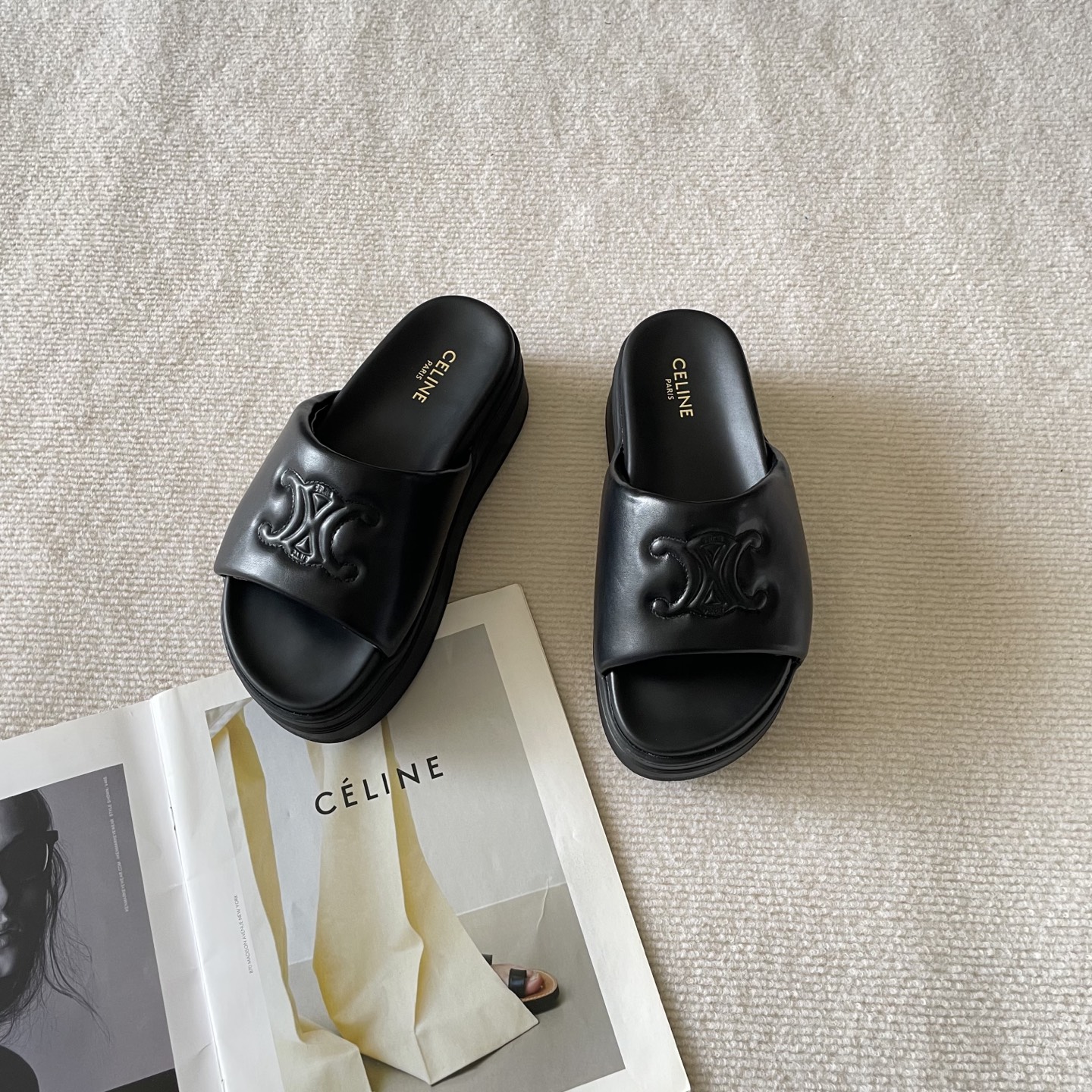 Celine Arc de Triomphe platform slides