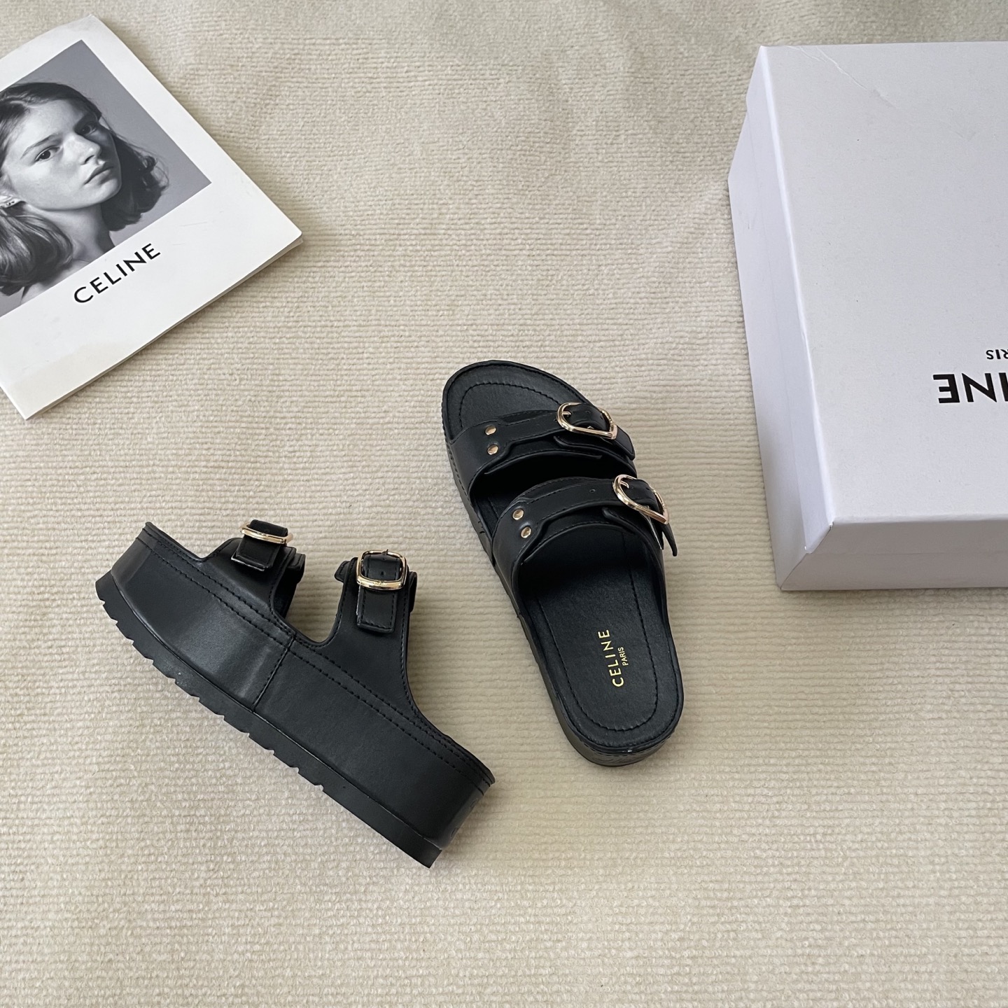 CELINE new early summer thick-soled slippers for vacation style