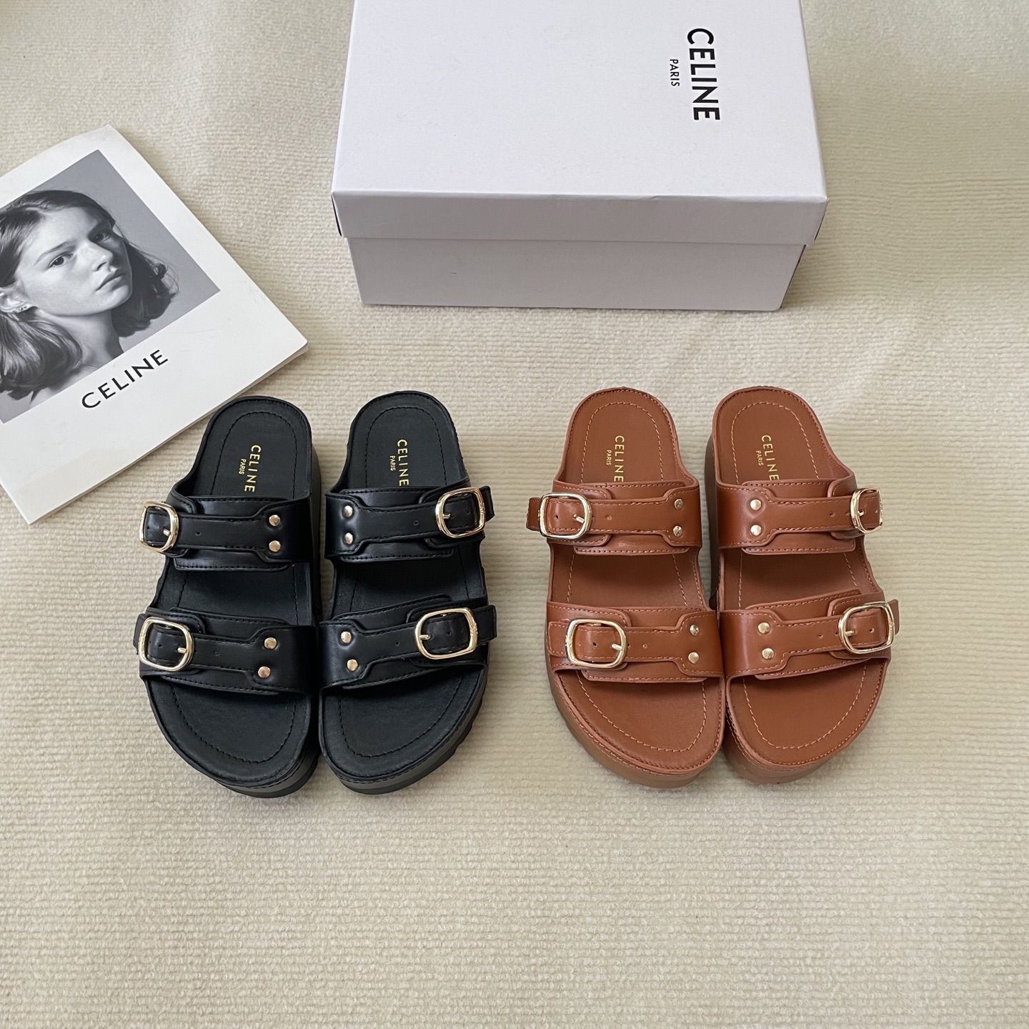 CELINE new early summer thick-soled slippers for vacation style