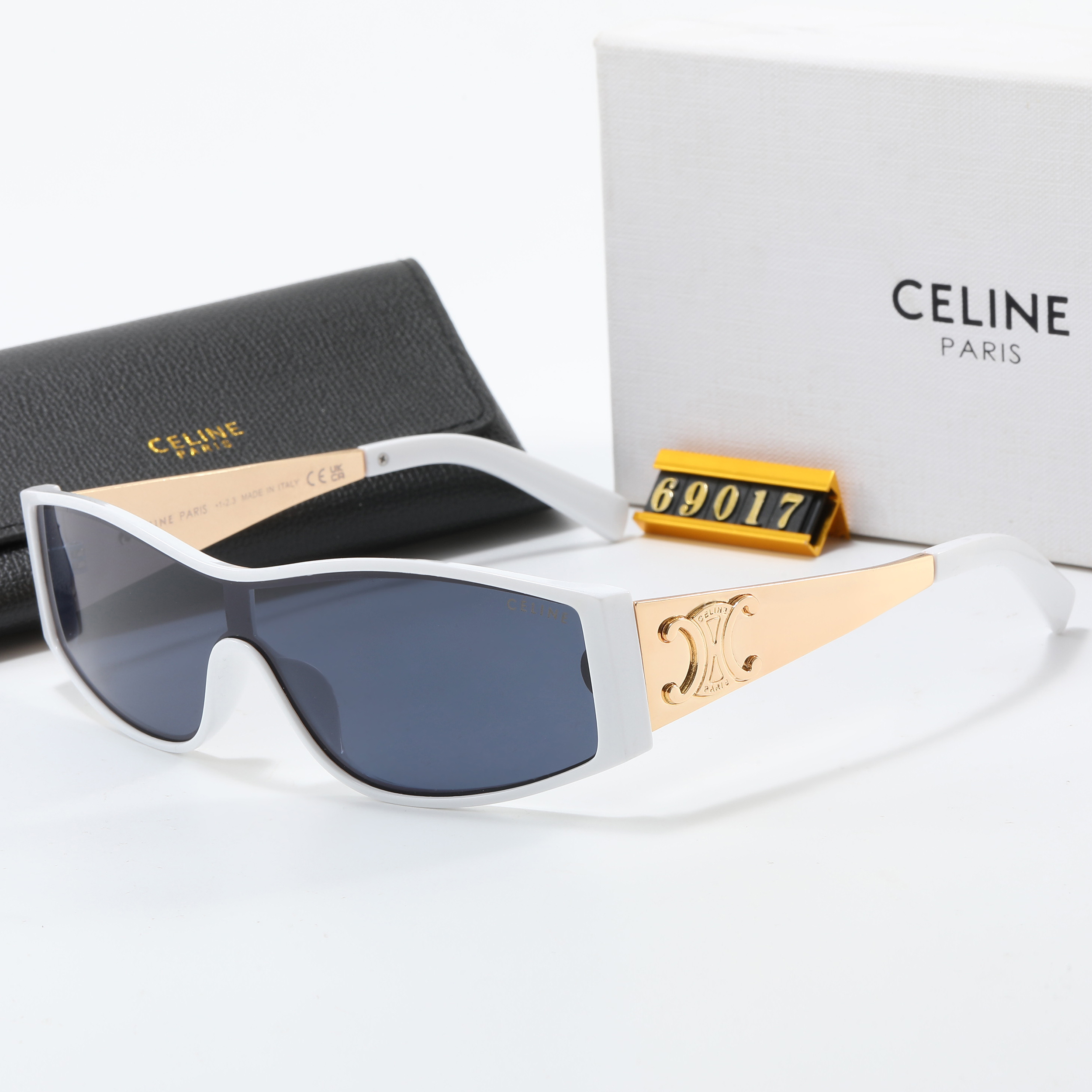 Celine European and American metal motorcycle style sunglasses slim and high-end sunglasses