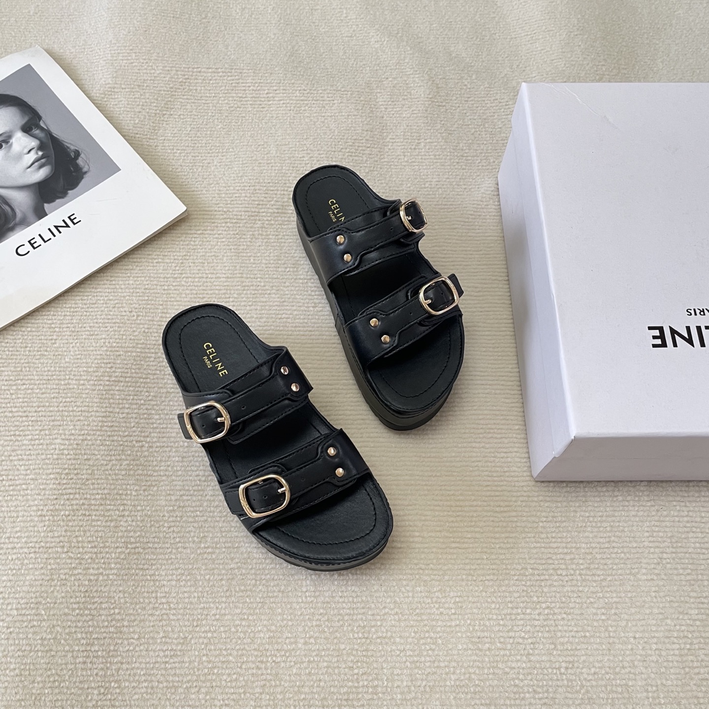 CELINE new early summer thick-soled slippers for vacation style