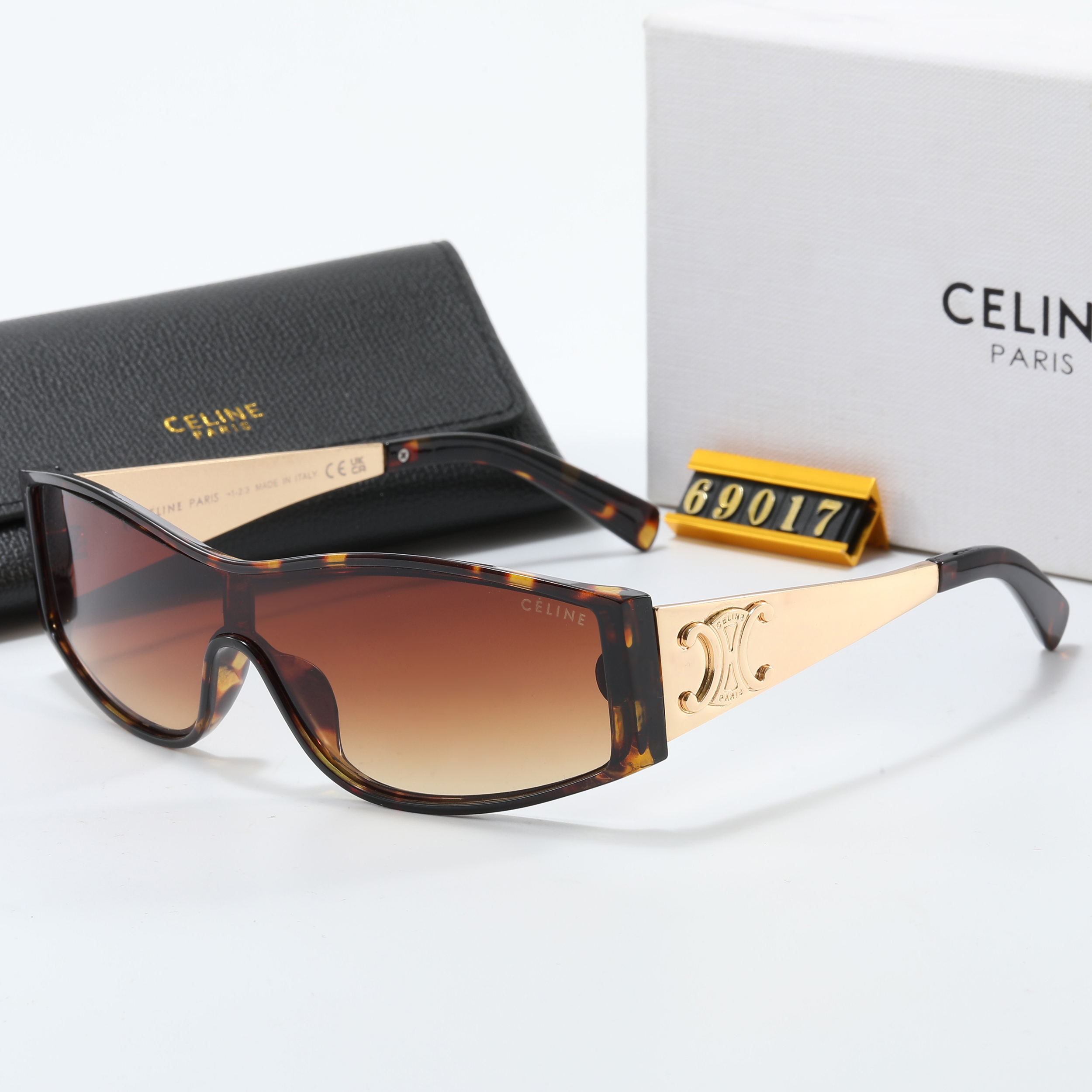 Celine European and American metal motorcycle style sunglasses slim and high-end sunglasses