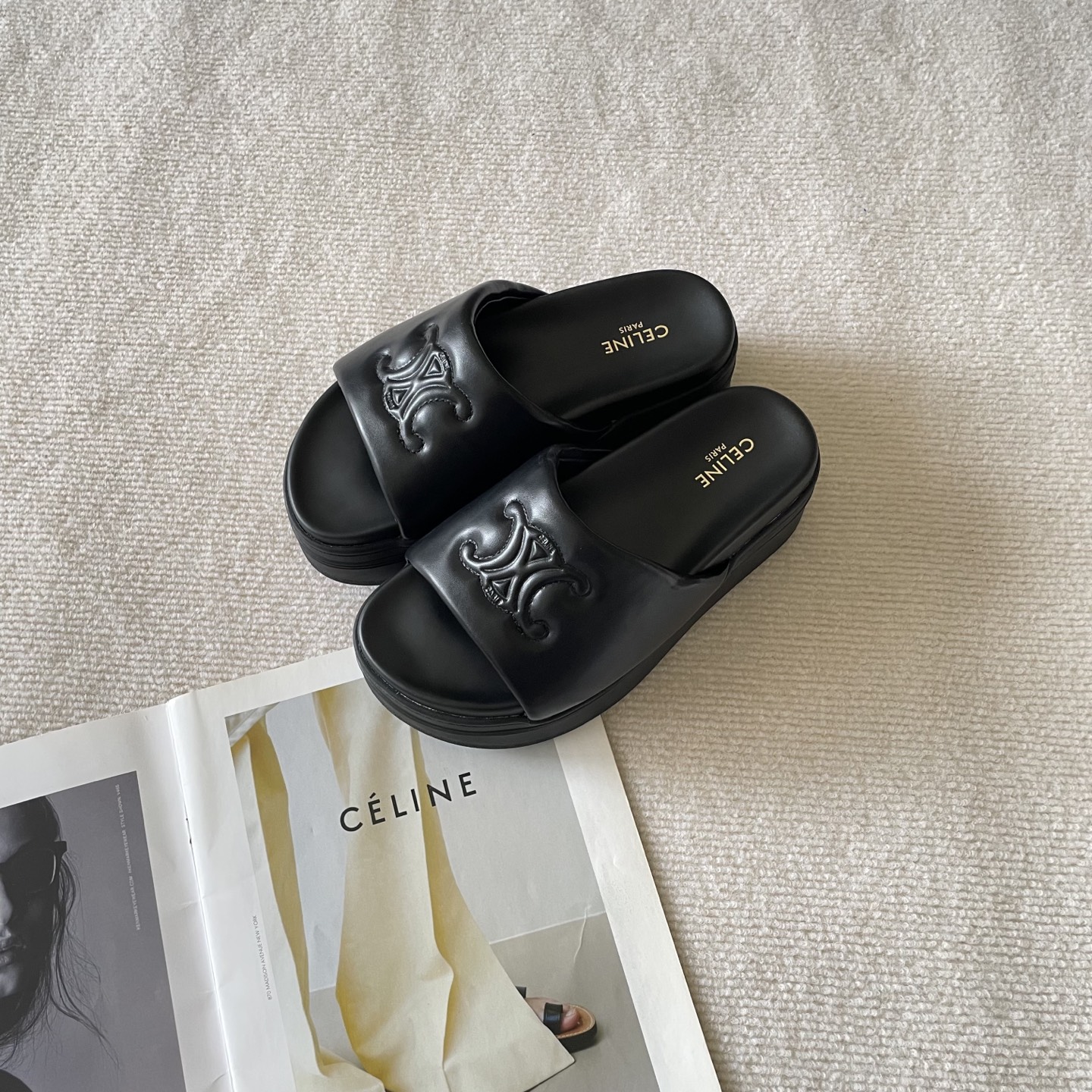 Celine Arc de Triomphe platform slides