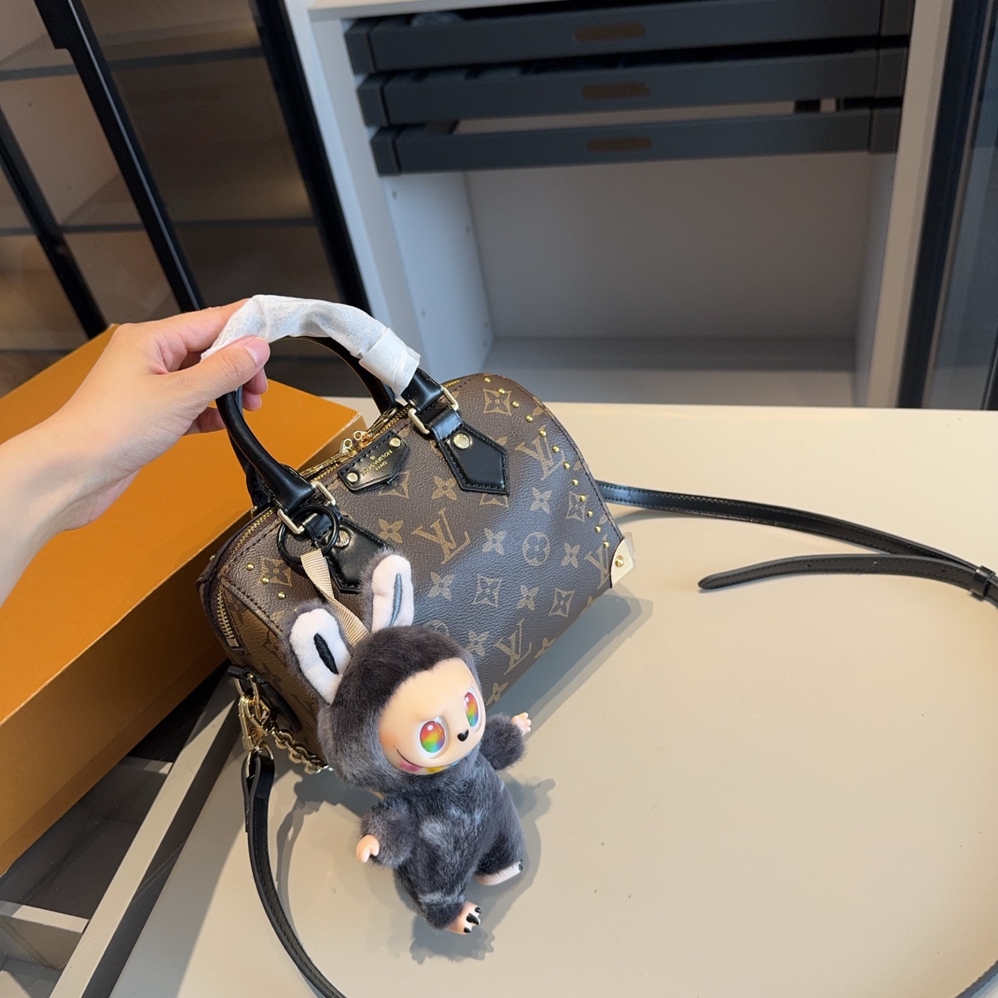 LV new gift box (pillow bag + labubu pendant + wallet)