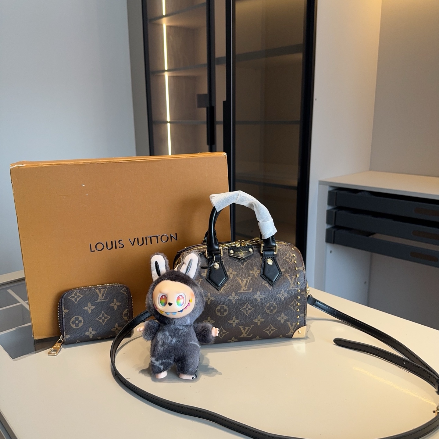 LV new gift box (pillow bag + labubu pendant + wallet)